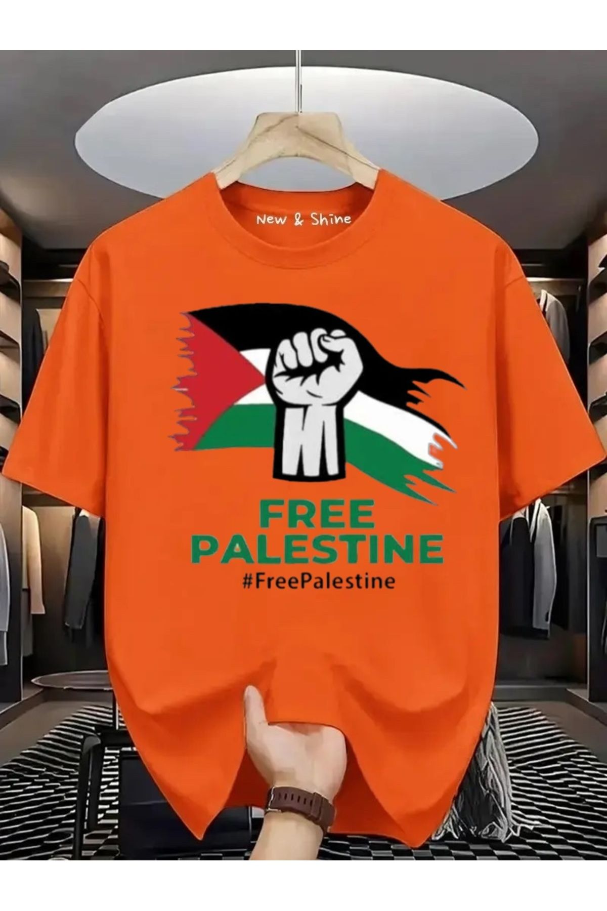 New Shine Free Filistin Baskılı Oversize T-Shirt