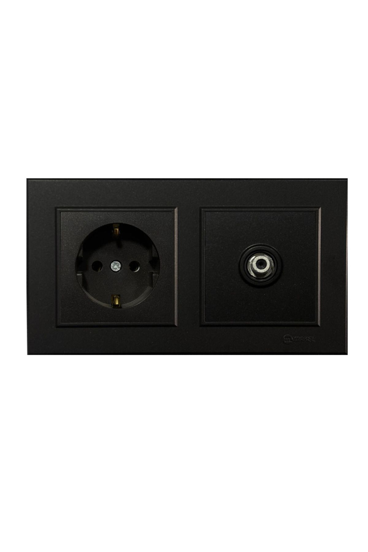 MAKEL-Karea Black Set of 2 Grounded Socket + Satellite (Television) Socket with F Connector 1