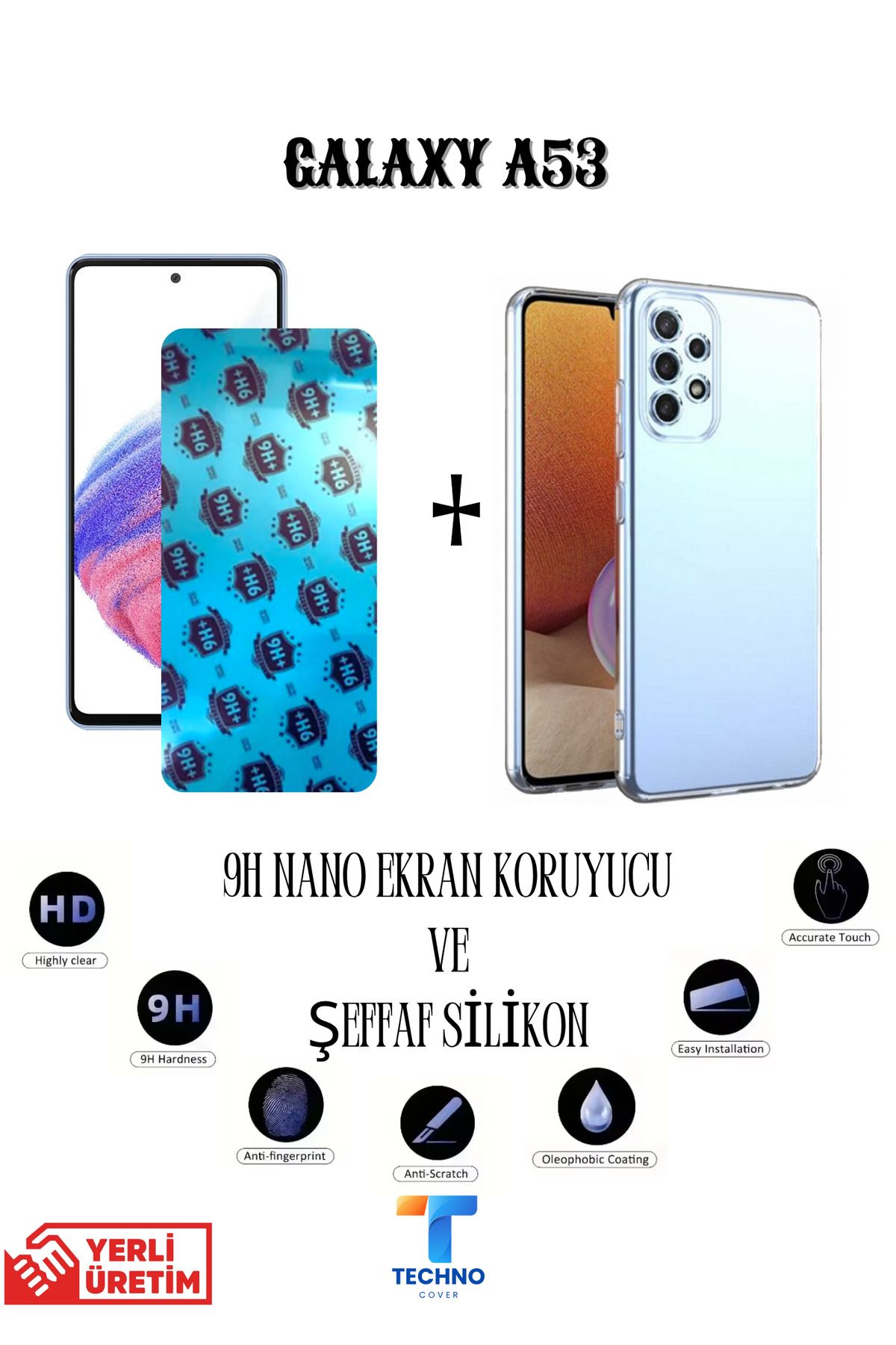 foxpower Samsung A53 Nano Ekran Koruyucu ve Şeffaf Kılıf 2li Avantajlı Paket