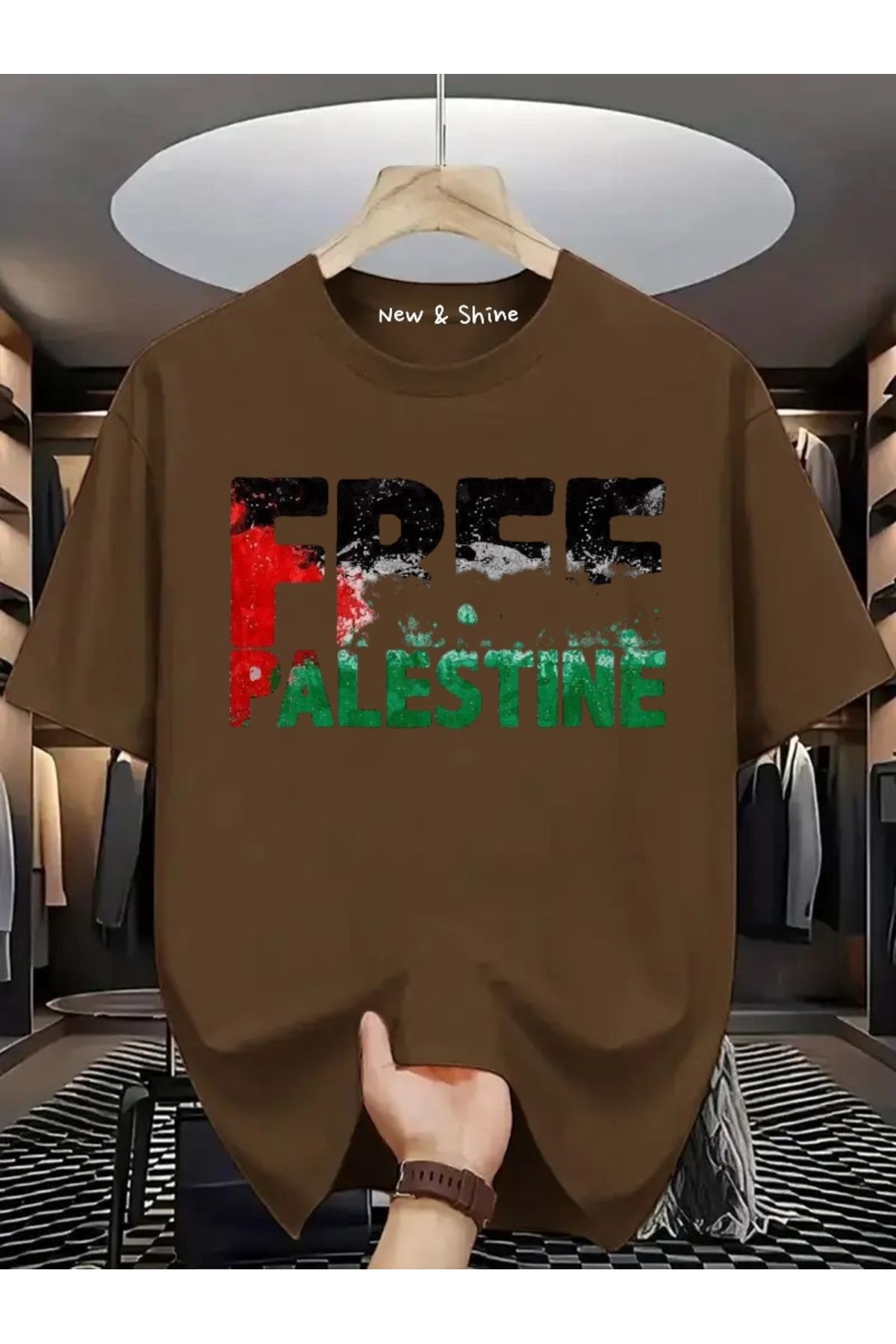 New Shine Free Filistin Baskılı Oversize T-Shirt