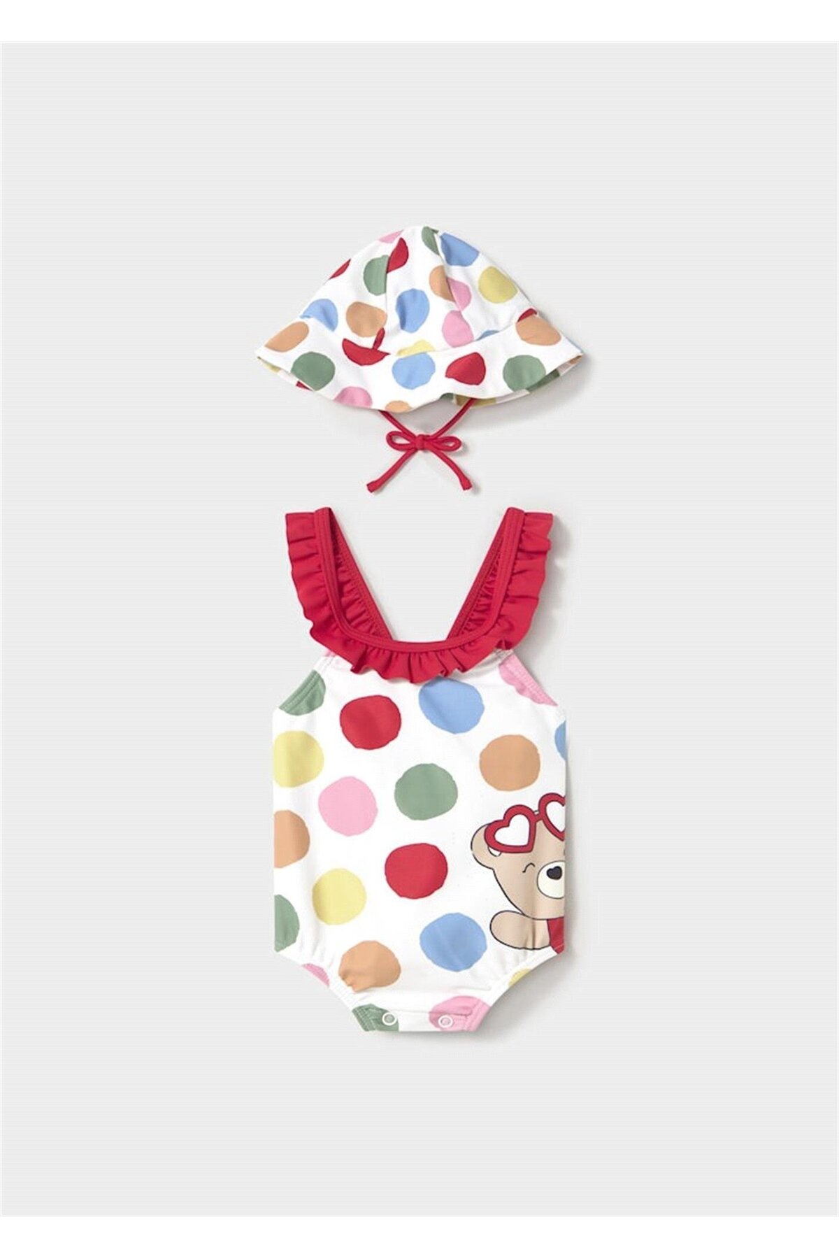 Mayoral Kız Bebek Güneş Korumalı Şapkalı Mayo - Kırmızı fotoğrafı 2 (önizleme)