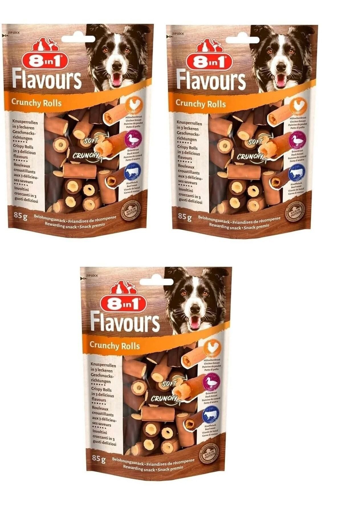 TOM&JERRYPETSHOP - Flavours Crunchy Rolls Köpek Ödülü 85 Gr. X 3 Adet