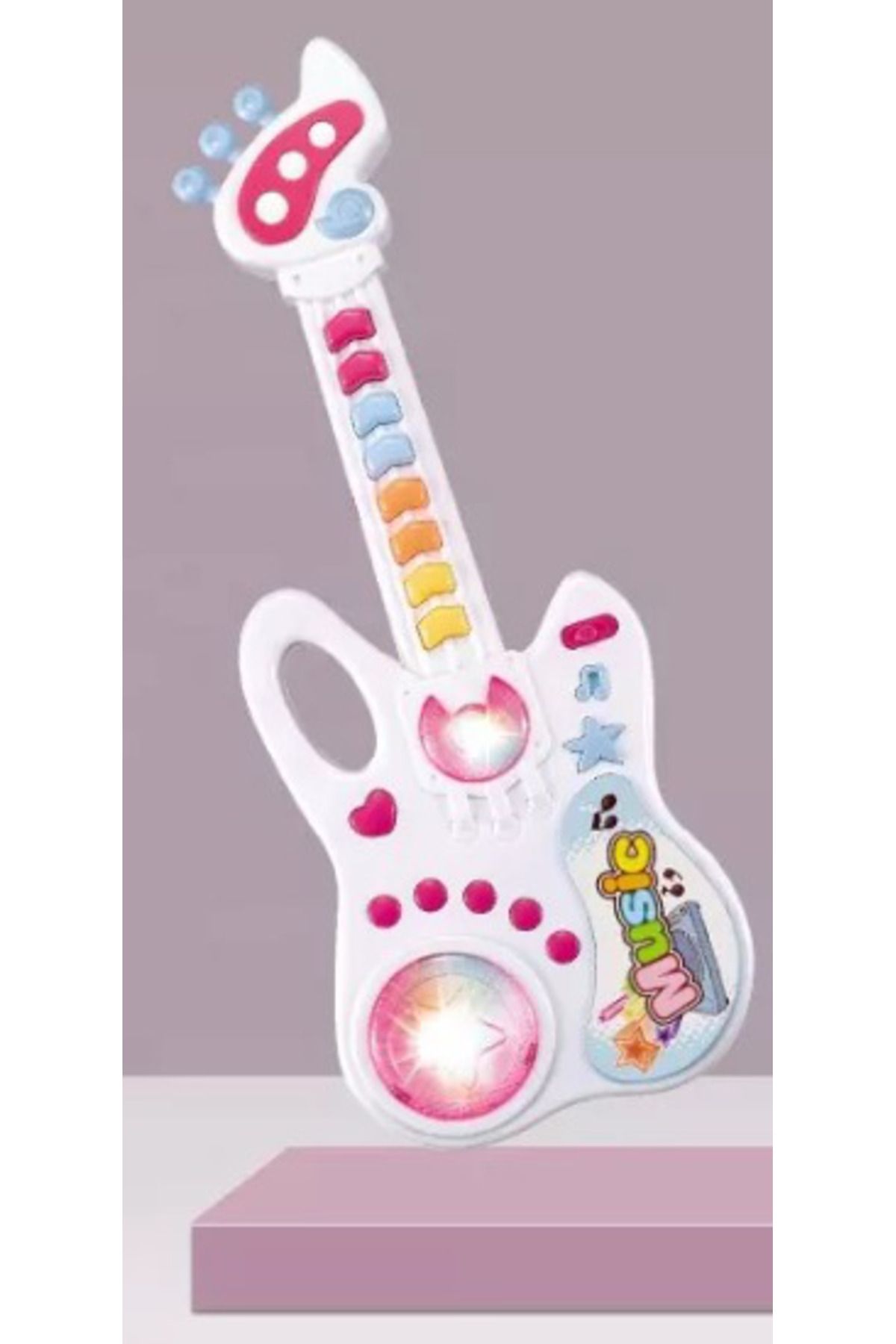 LUDIRO-Interactive Guitar Toy with Musical and Light Panel, Multiple Functions, White 3