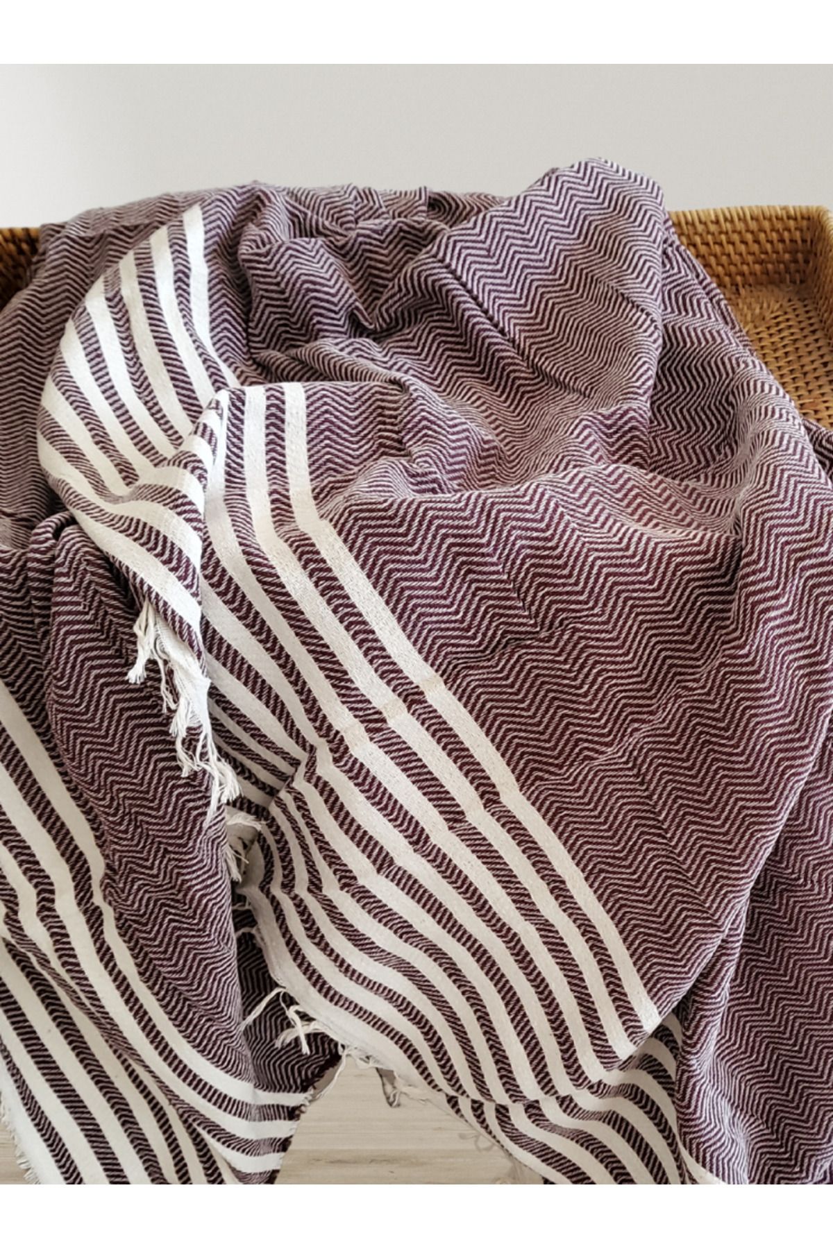 AKSU Summer Line Çok Amaçlı Örtü Pike Koltuk Örtüsü 170x220 Bordo