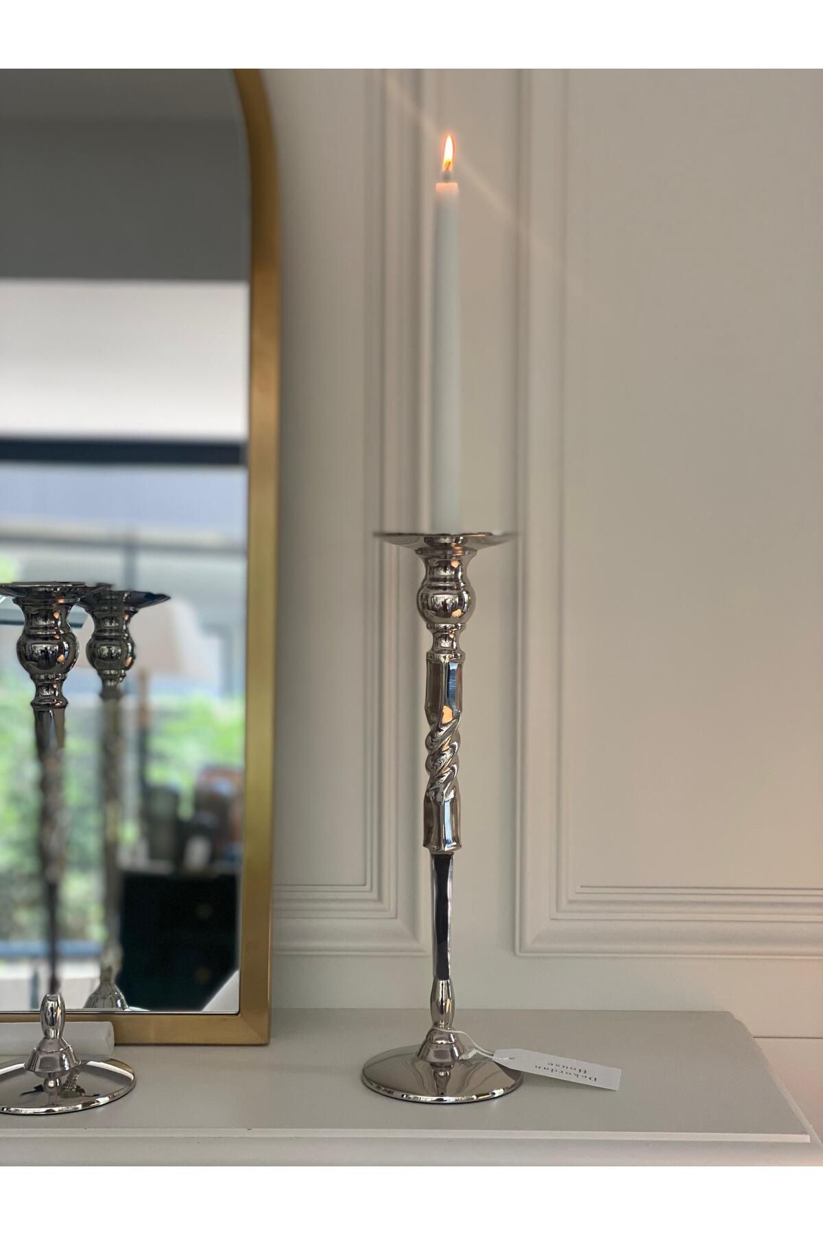 Dekordan House Silver Spiral Mumluk (10x31cm)