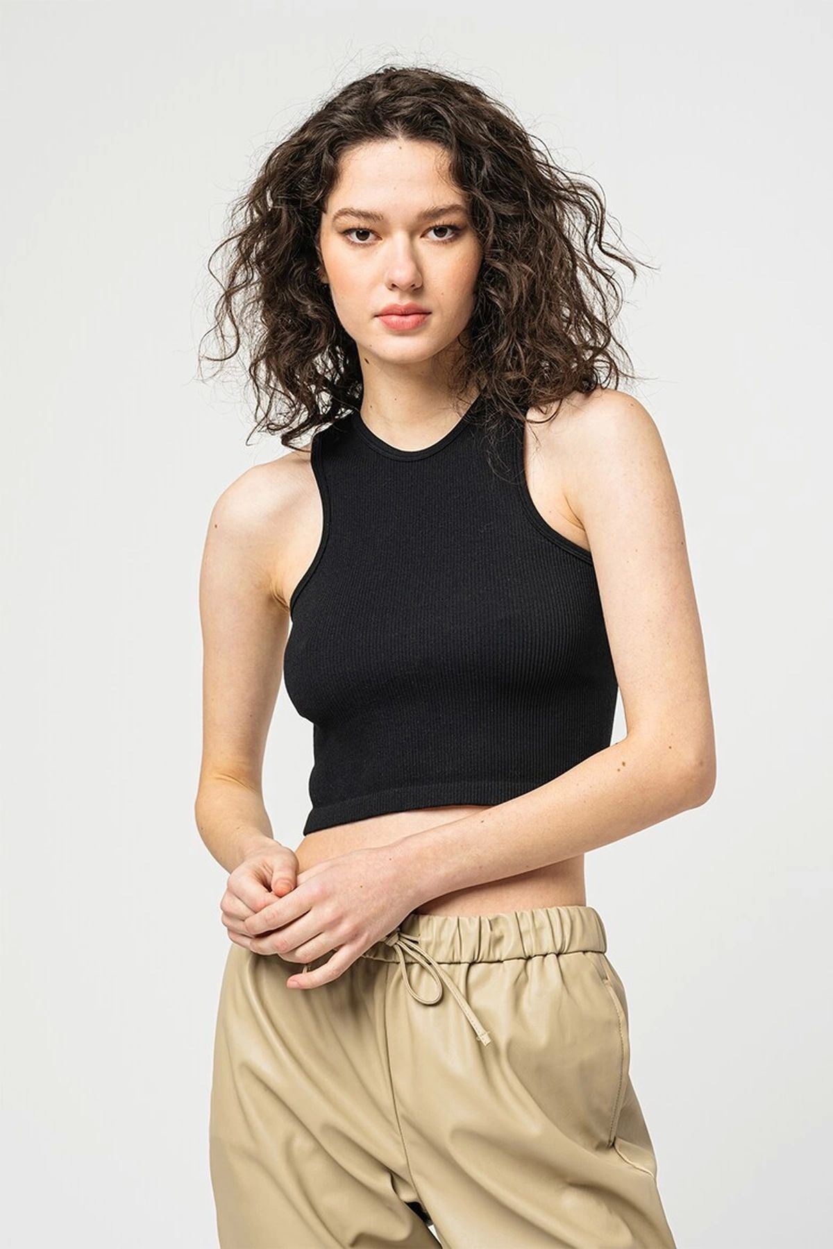 ONLY 15269779 Fitilli Kumas Kadın Body - Siyah