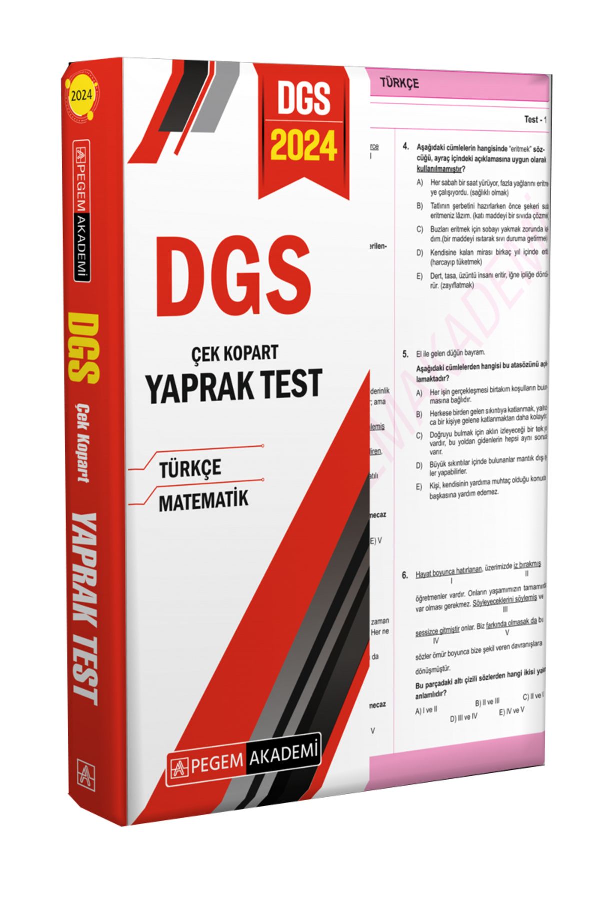 Pegem Akademi Yayıncılık 2024 DGS Çek Kopart Yaprak Test