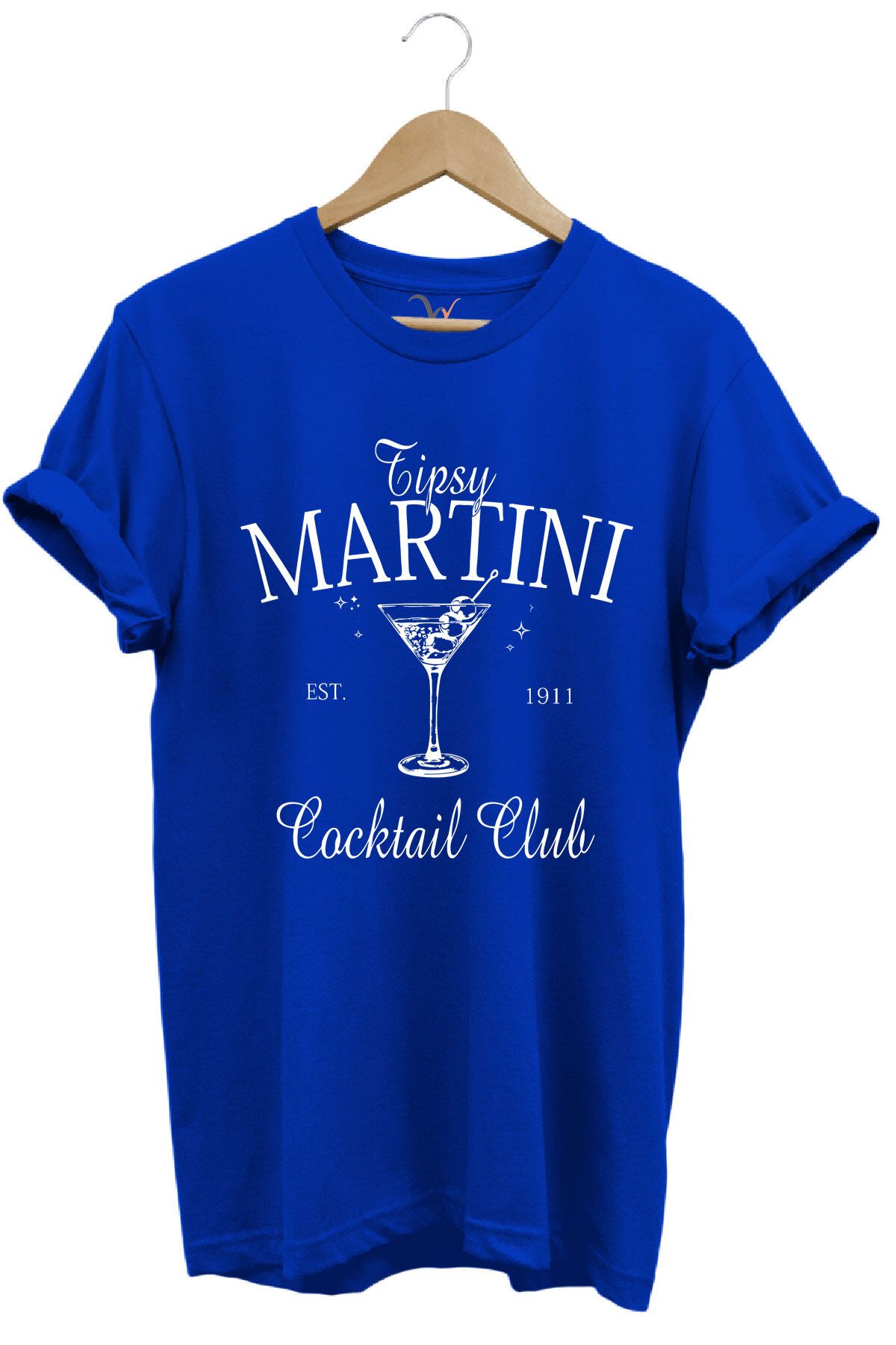 WİDİ Tipsy Martini Cocktail Club Tasarım Baskılı Old Money Y2k %100 Pamuk Regular Fit Premium T-Shirt