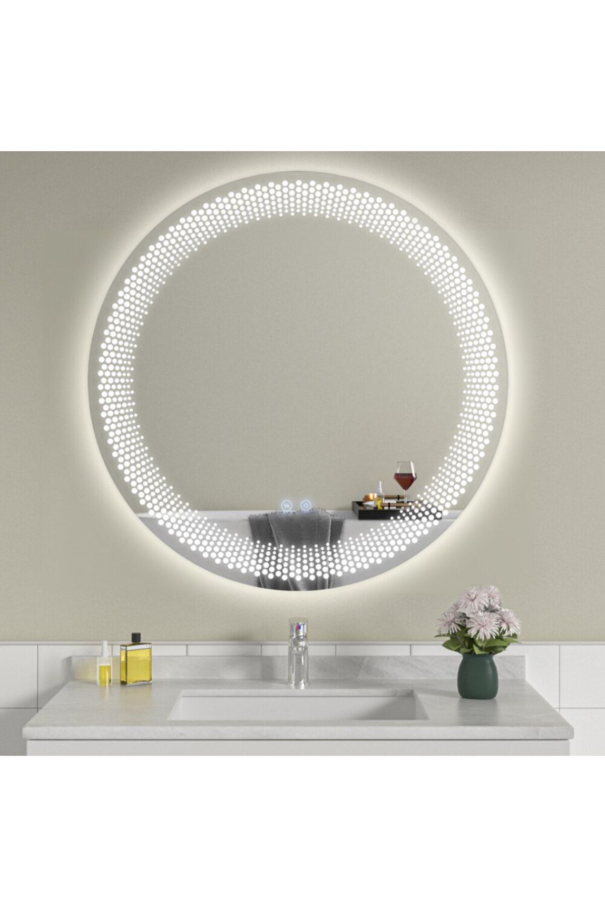 OPTIM DEKO-Oglindă de baie premium cu iluminare LED, control tactil, sistem anti-aburire, 80x80 cm 4