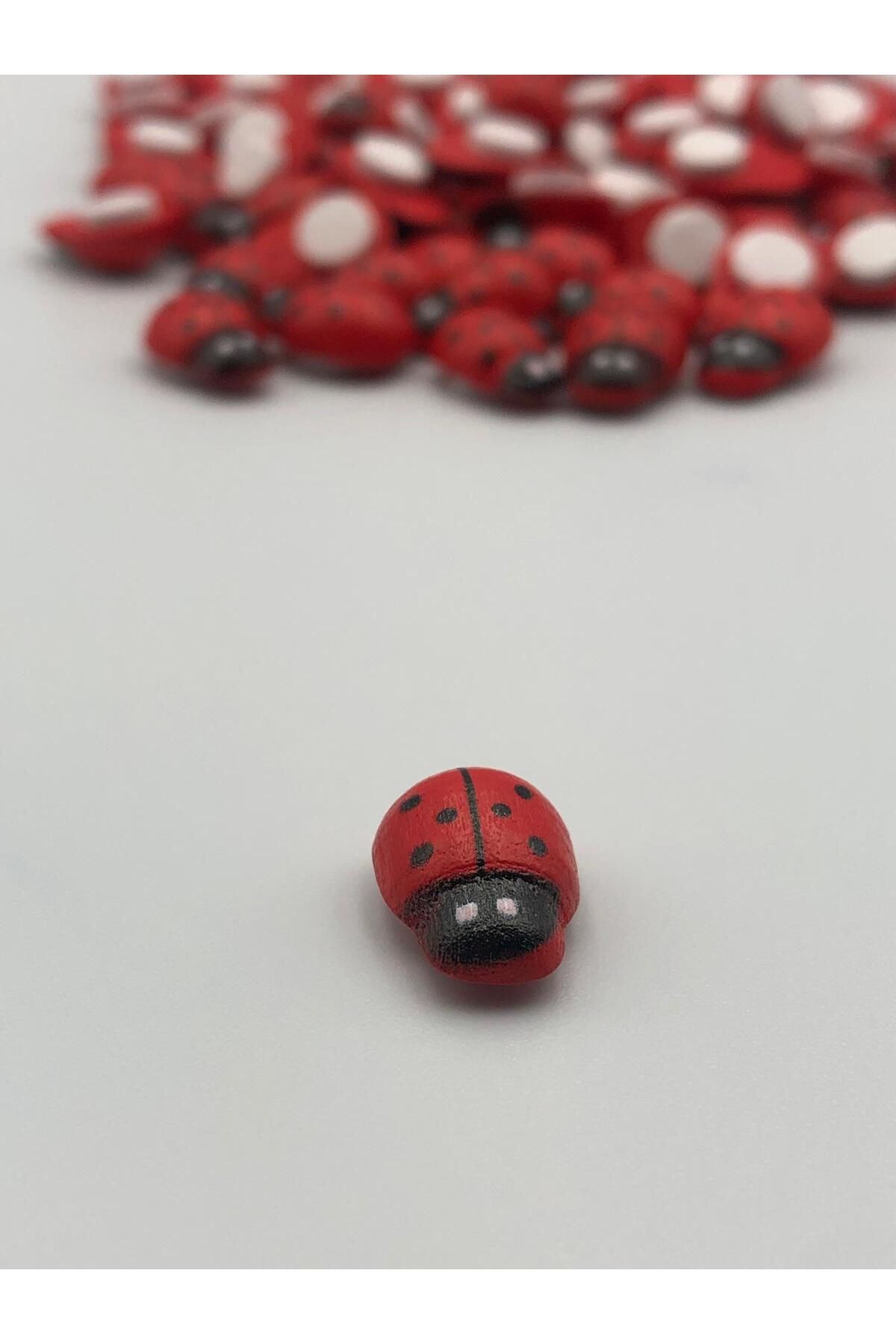 DUCK HOBY 100 Adet - Yapışkanlı Minik Uğur Böceği Kırmızı (10mm x 13mm)