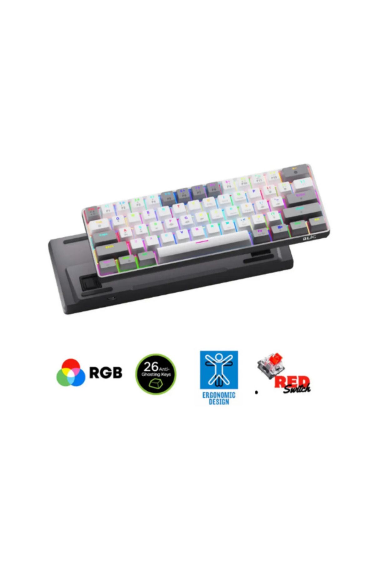 Hietech Gaming Oyuncu Klavyesi Mekanik Max Pro Türkçe Q Mini Rgb Red Switch App Uygulamalı T60 Max Pro