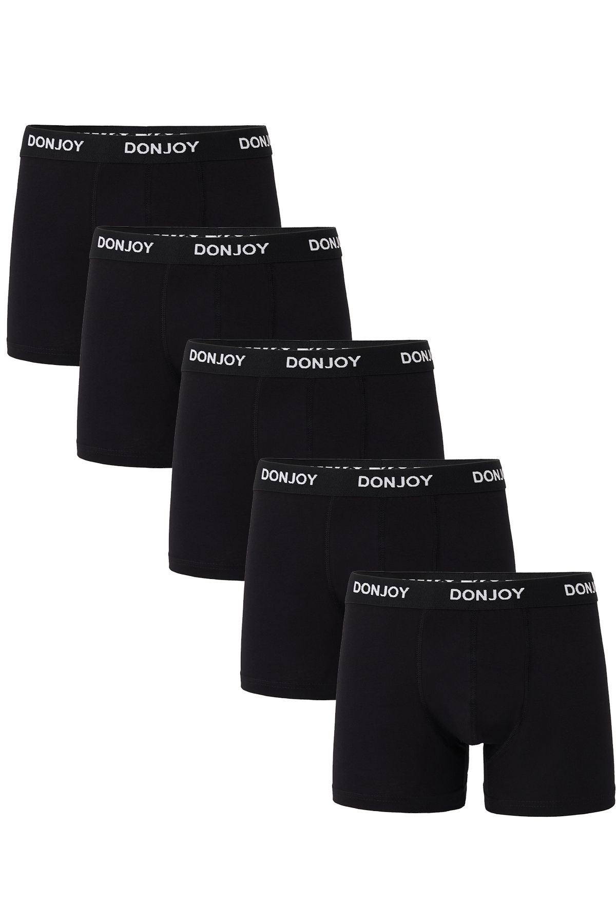 don joy Erkek 5'li Pamuklu Penye Beli Lastikli Siyah Boxer