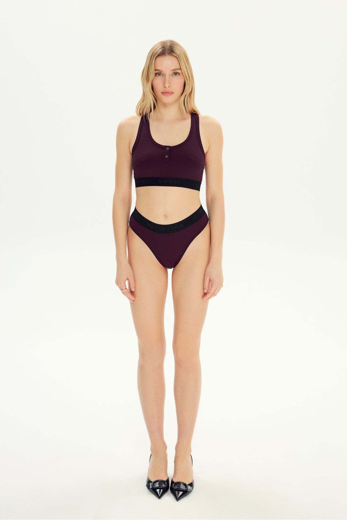 House of Silk Drea Likralı Yumuşak Toparlayıcı Tanga Bordo