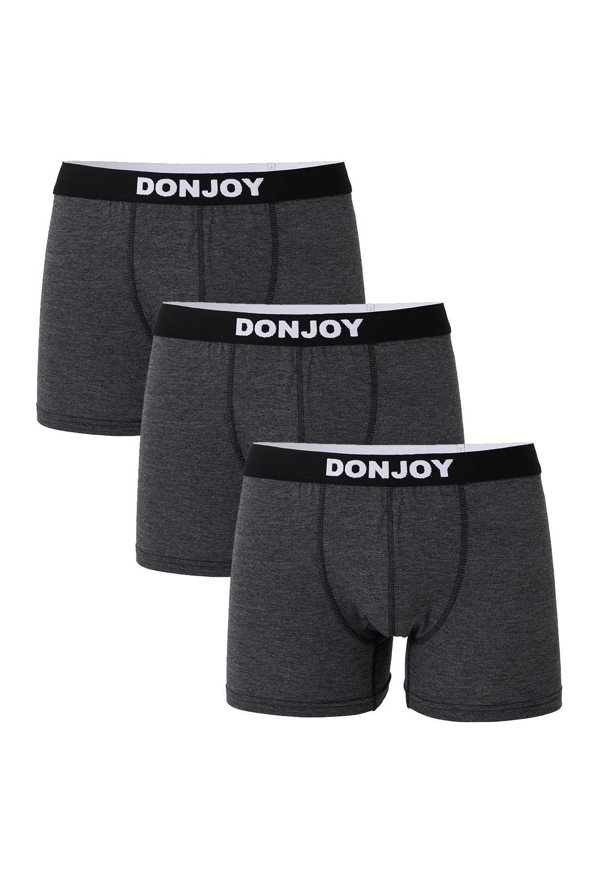 don joy Erkek 3'lü Pamuklu Penye Beli Lastikli Antrasit Boxer