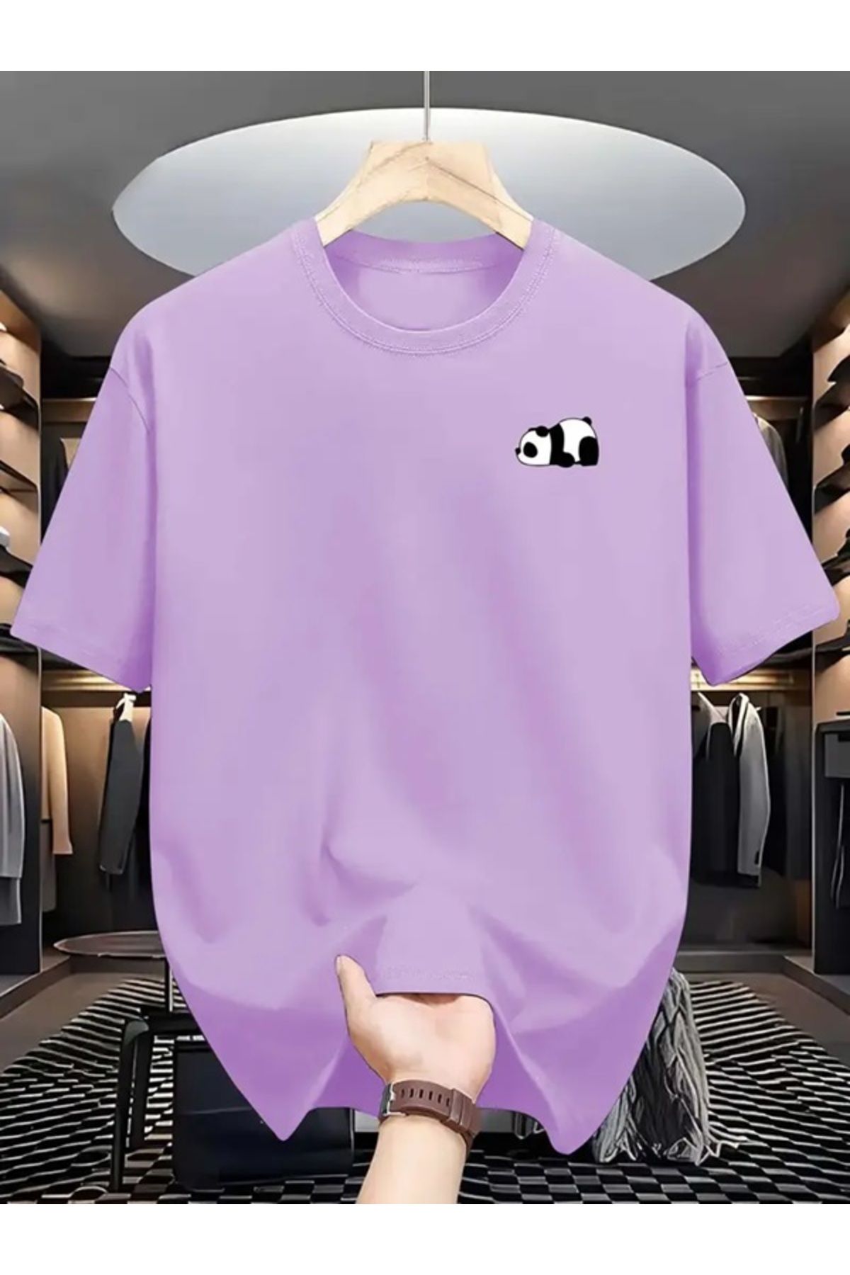 EXPECTED Unisex Panda Baskılı Oversize Pamuklu Geniş Kesim Nefes alan Günlük Şık T-shirt