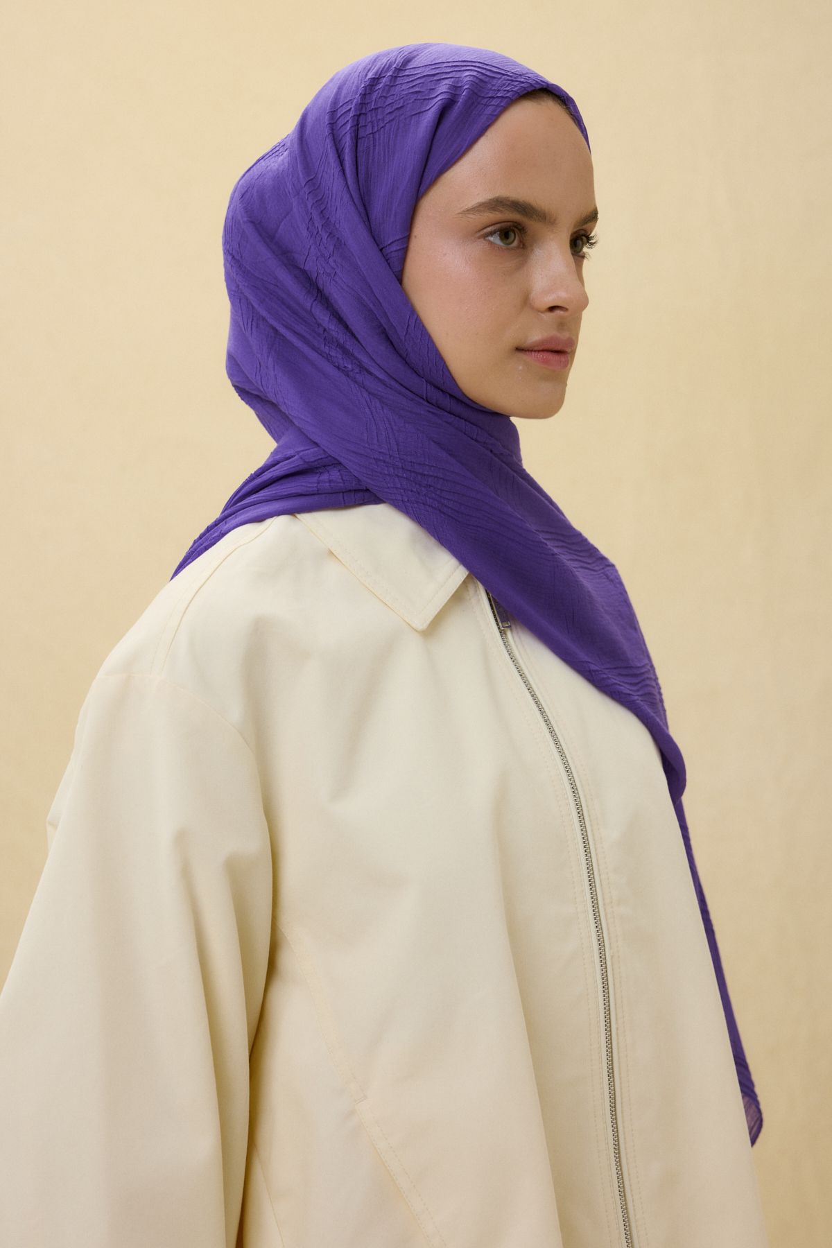FENZA SCARF LİLYUM MOR SAÇAK PÜSKÜLLÜ PAMUKLU ŞAL