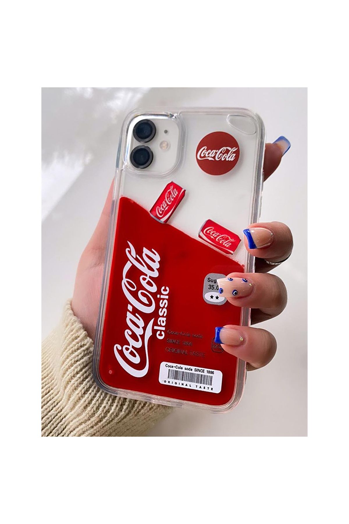 Merwish iPhone 11 Uyumlu Sulu Sıvı Hareketli Kola Desenli Silikon Telefon Kılıf Kapak