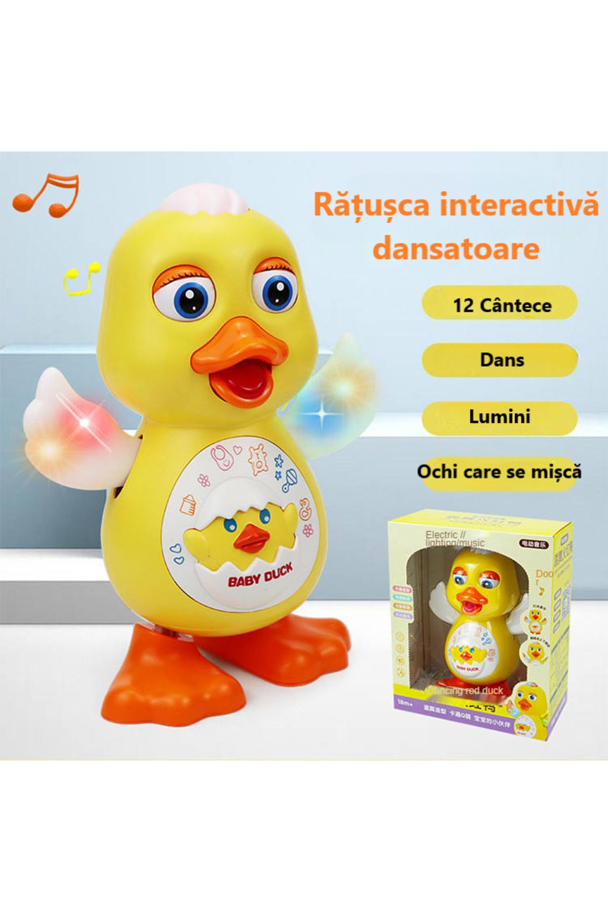 LUDIRO-Ratusca Interactiva Dansatoare, Canta, Misca Ochii, Se Deplaseaza, Lumini Led, Aripi Mobile 3