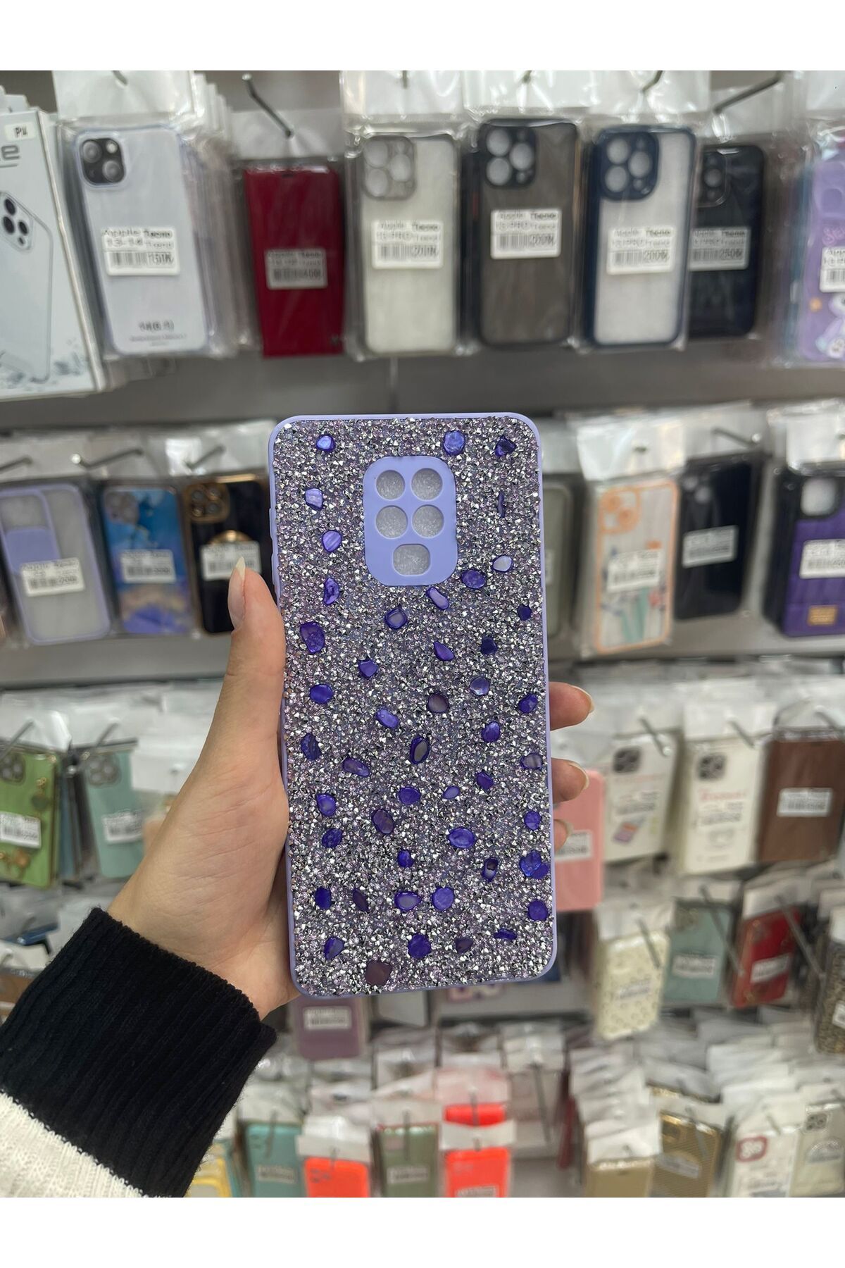 TECNOTREND XİAOMİ REDMİ NOTE 10 LİTE PARLAK TAŞLI TASARIM PIRLANTA KAPAK