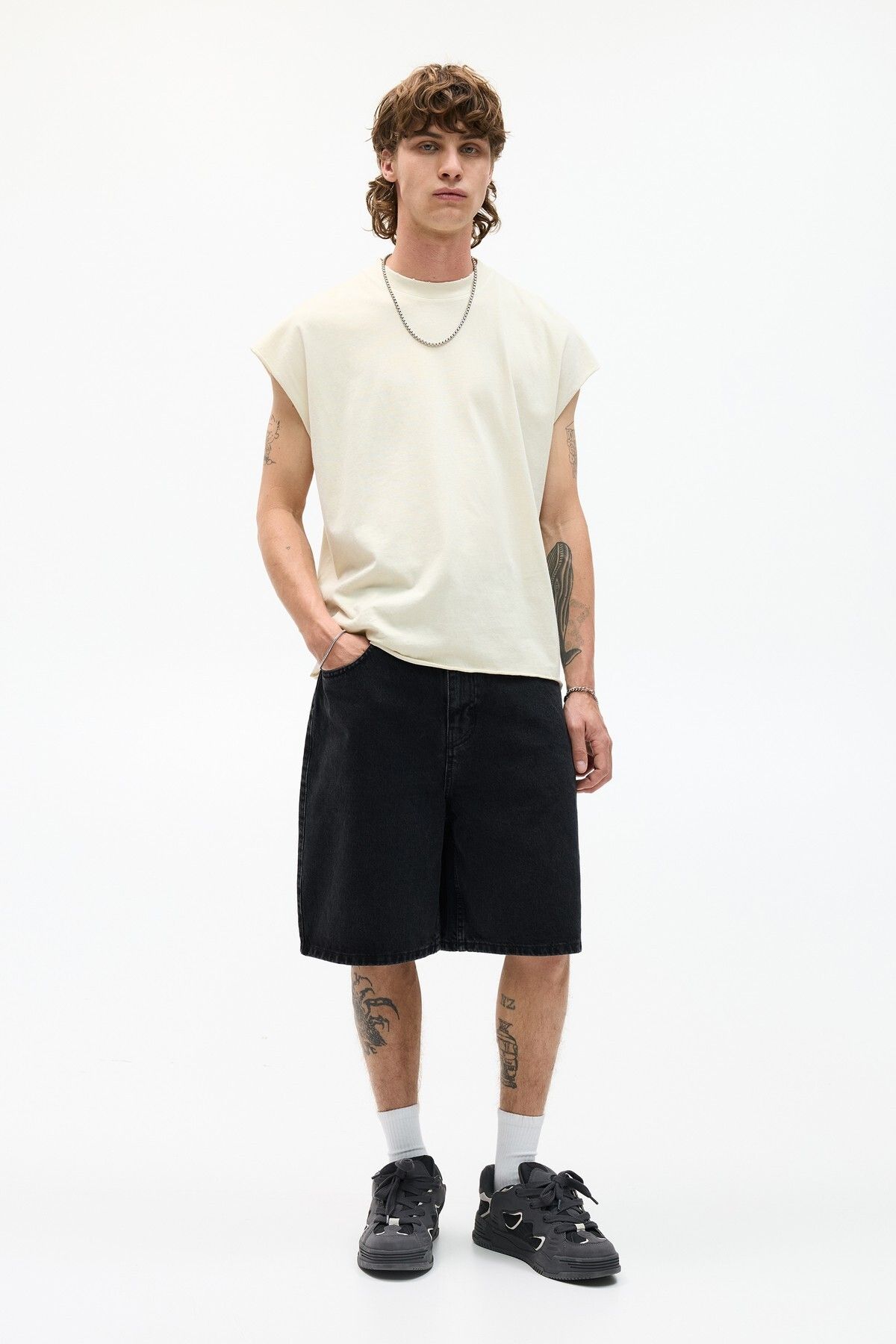 Pull & Bear Bol paça denim bermuda
