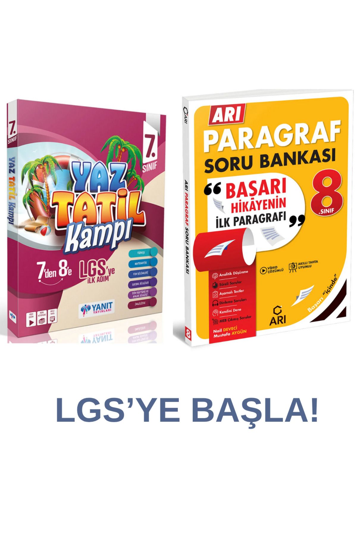 paraf yayınları YANIT 7.SINIF YAZ TATİL KAMP KİTABI + ARI 8.SINIF PARAGRAF SORU BANKASI SET 2025