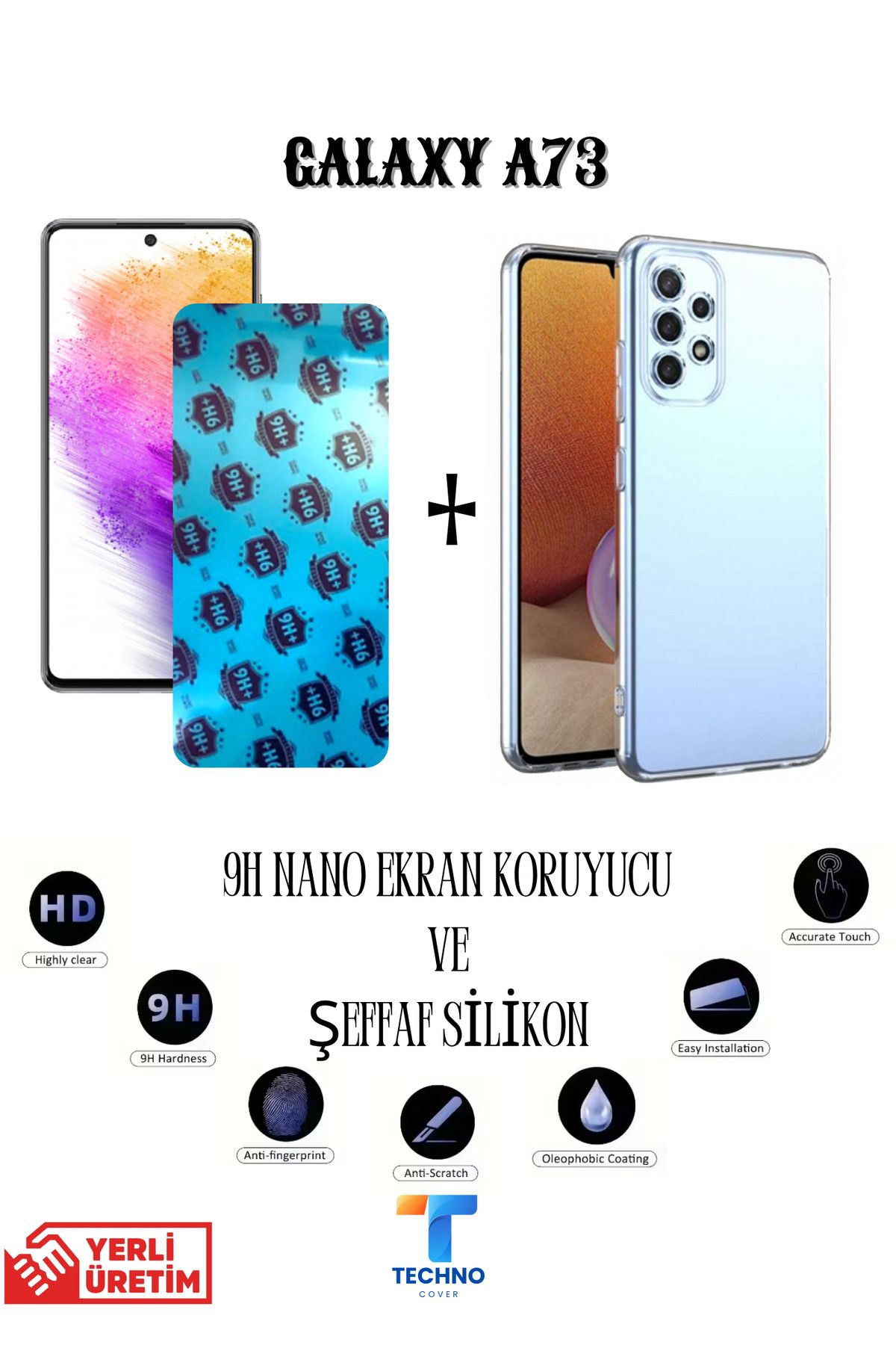 foxpower Samsung A73 Nano Ekran Koruyucu ve Şeffaf Kılıf 2li Avantajlı Paket