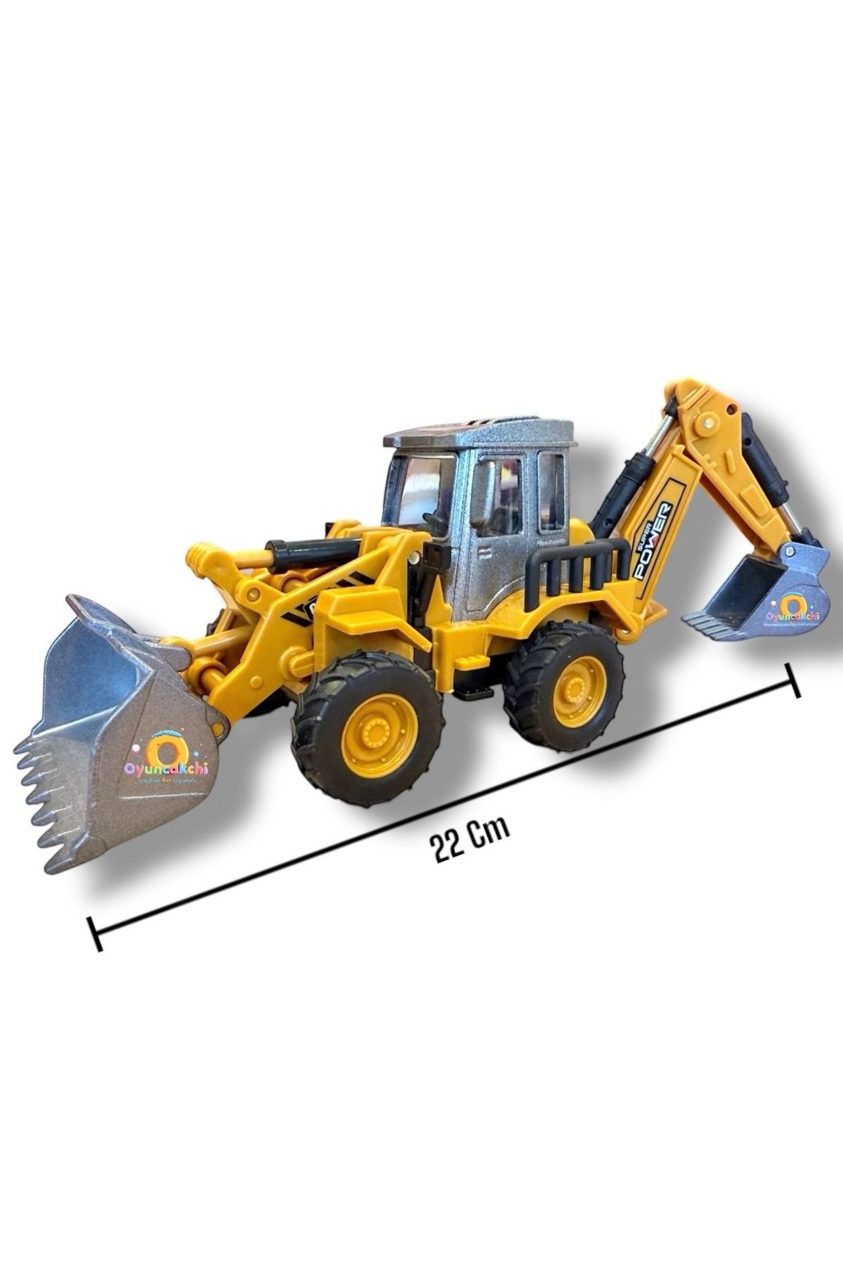tmtoysandmore Oyuncak Buldozer Metal Kepçe Çift Tarafli İş Makinası 22 Cm Çocuk Mühendislik