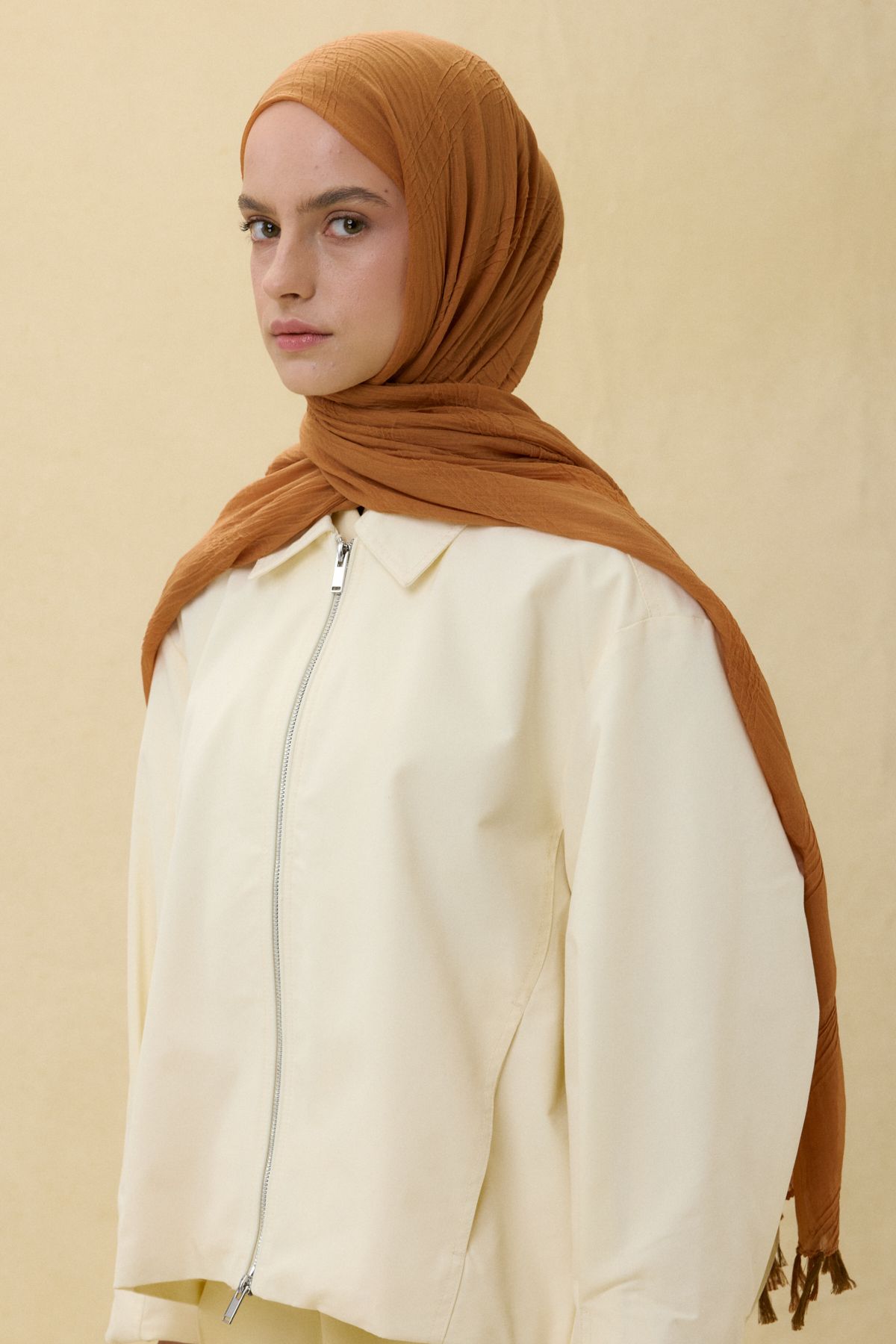 FENZA SCARF LİLYUM TARÇIN SAÇAK PÜSKÜLLÜ PAMUKLU ŞAL