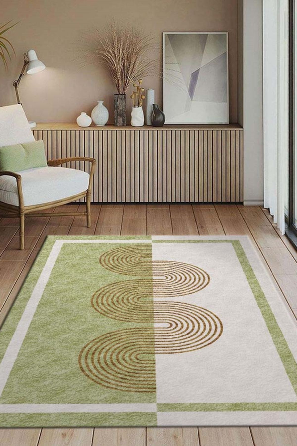DERAS HOME Dijital Baskı Yıkanabilir Kaymaz Taban Salon Halısı Yolluk