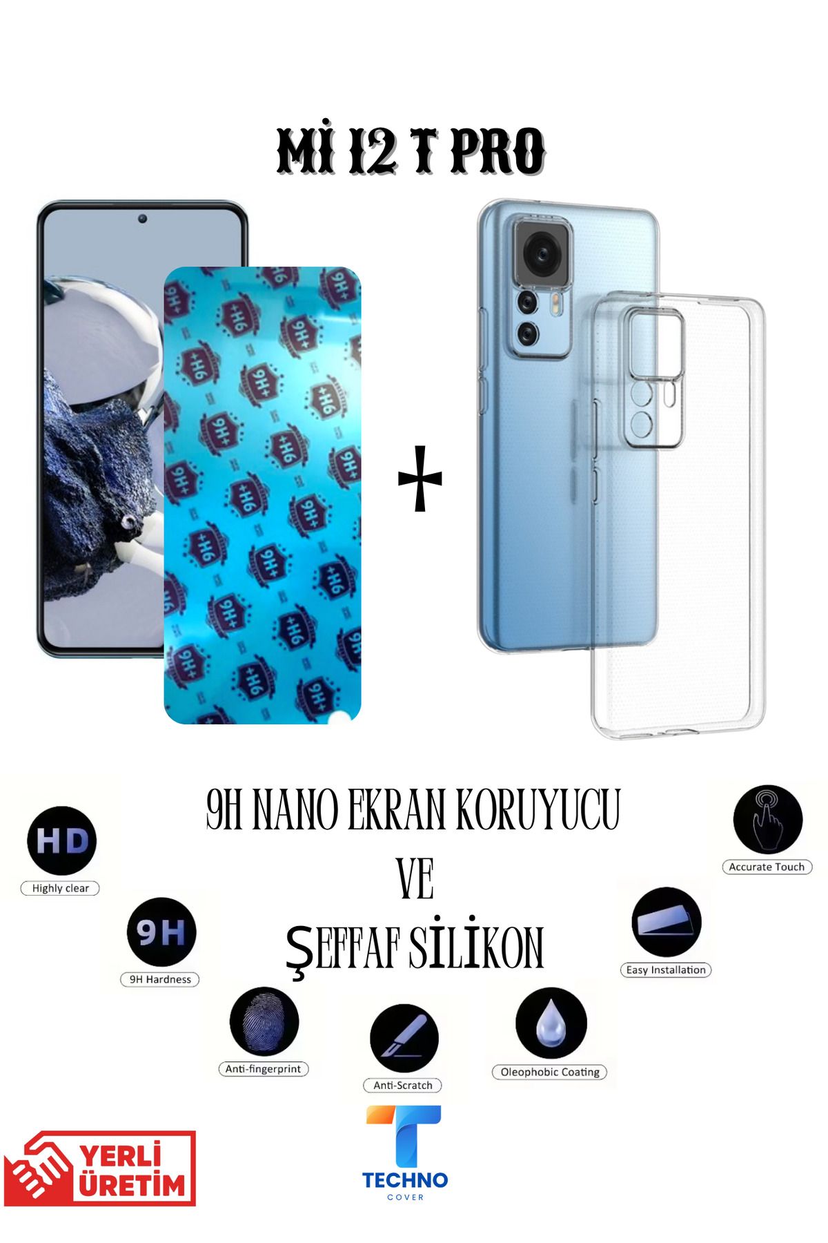 foxpower Mi 12T Pro Nano Ekran Koruyucu ve Şeffaf Kılıf 2li Avantajlı Paket