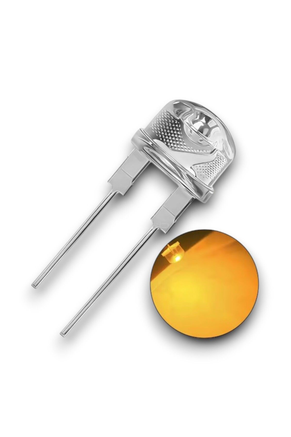 ELEKTROMALL 8mm Sarı Mantar Şeffaf Led - 50 Adet
