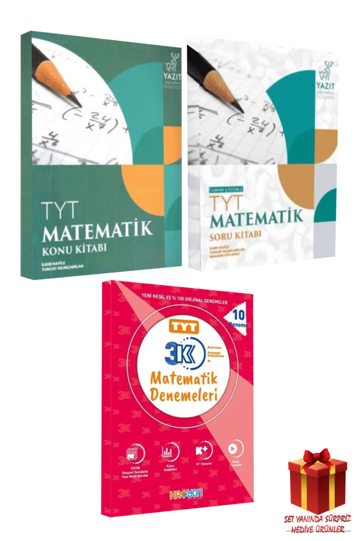 Yazıt Yayınları TYT Matematik Konu Kitabı + TYT Matematik Soru Bankası+ 10 Matematik Deneme+ Hediye