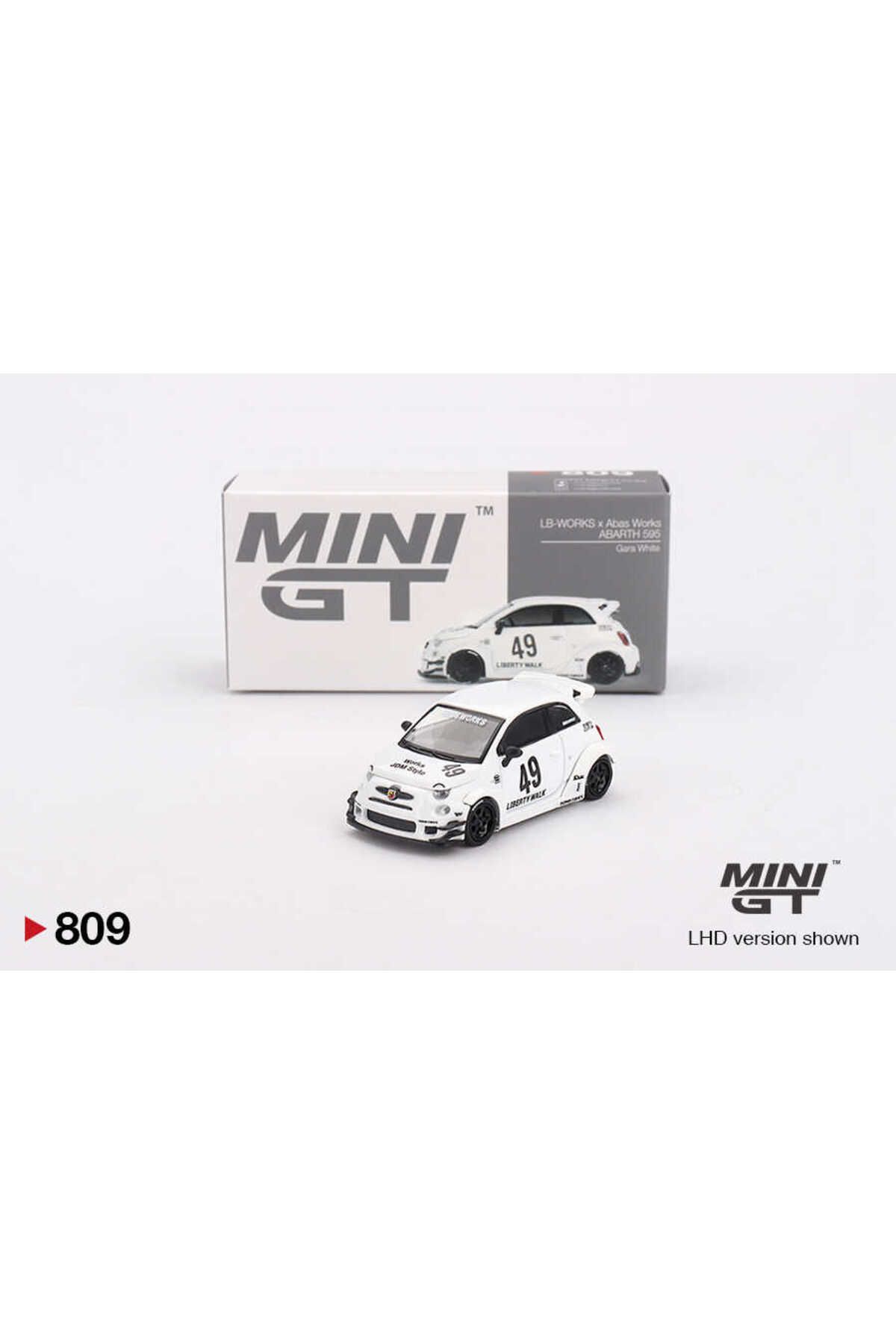 mini gt 1/64 809 LB-WORKS x Abas Works ABARTH 595 Gara White