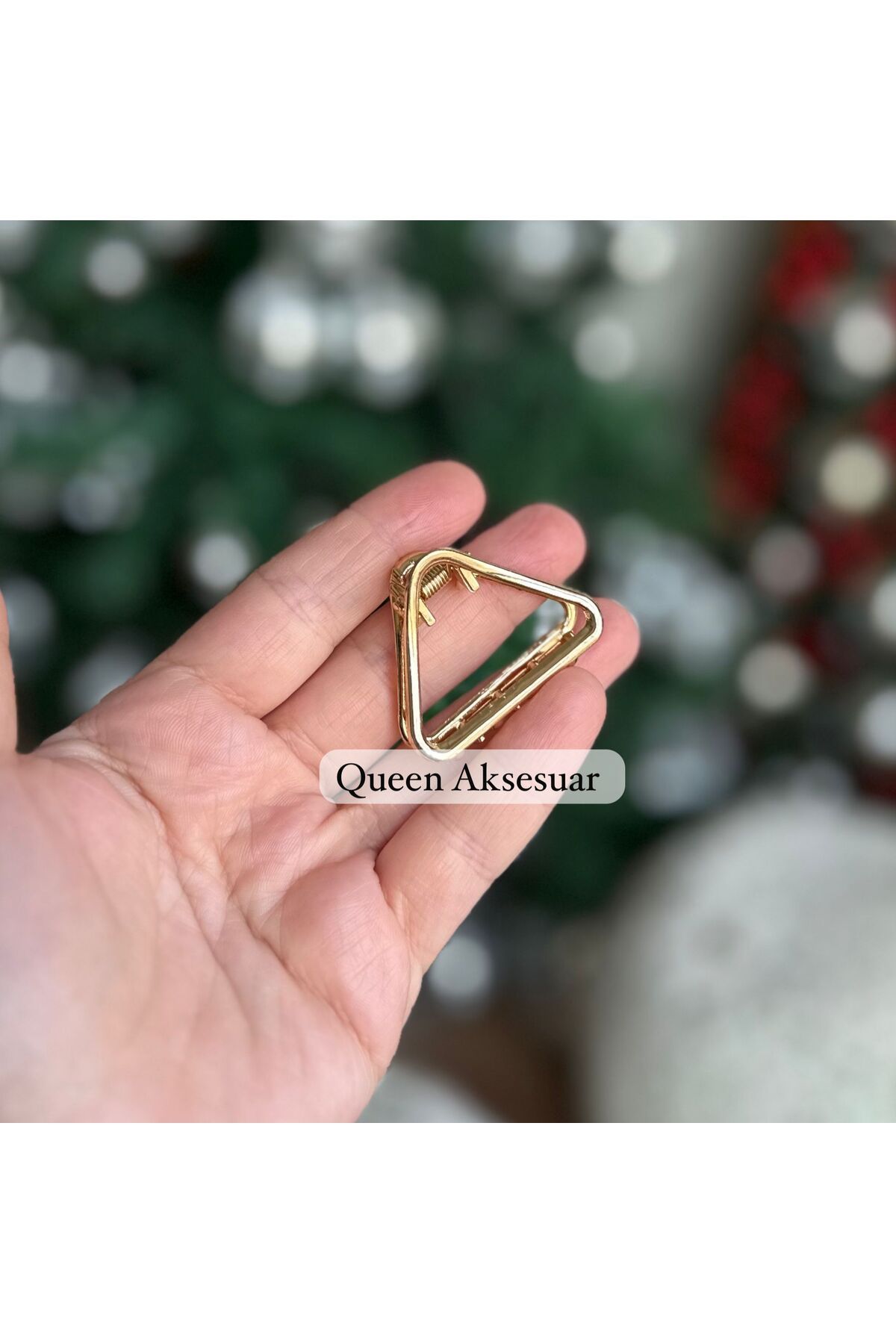 QUEEN AKSESUAR Trend küçük Altın Renk üçgen geometrik Metal Saç Tokası Mandallı klipsli
