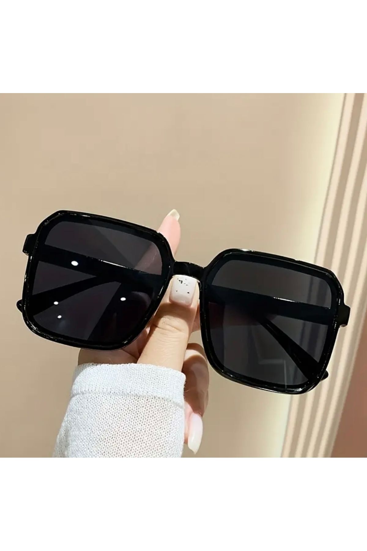 HAB TRADE Siyah Kare Büyük Unisex Gözlük