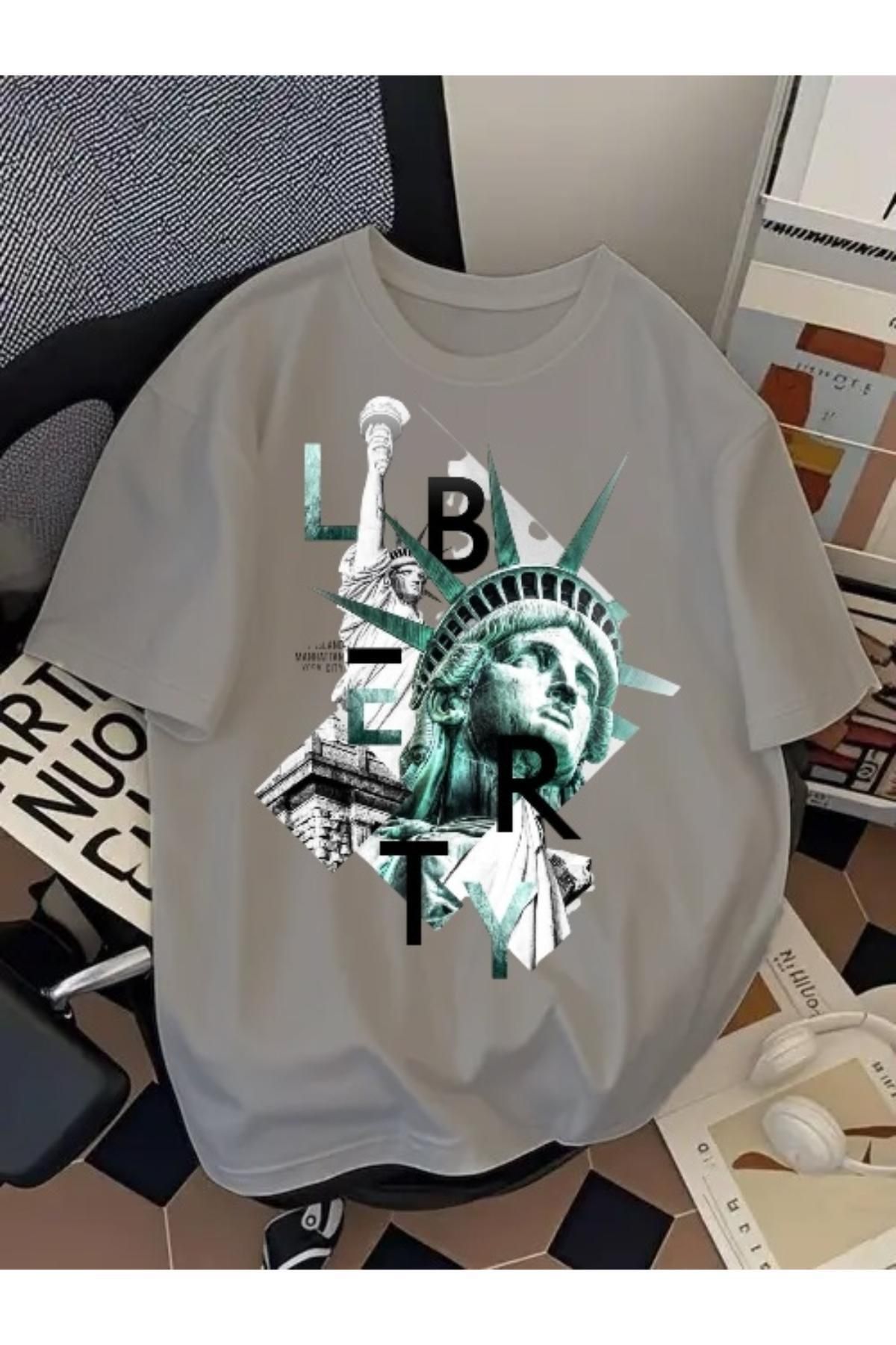 EQİ Özgürlük Heykeli Baskılı Oversize T-Shirt