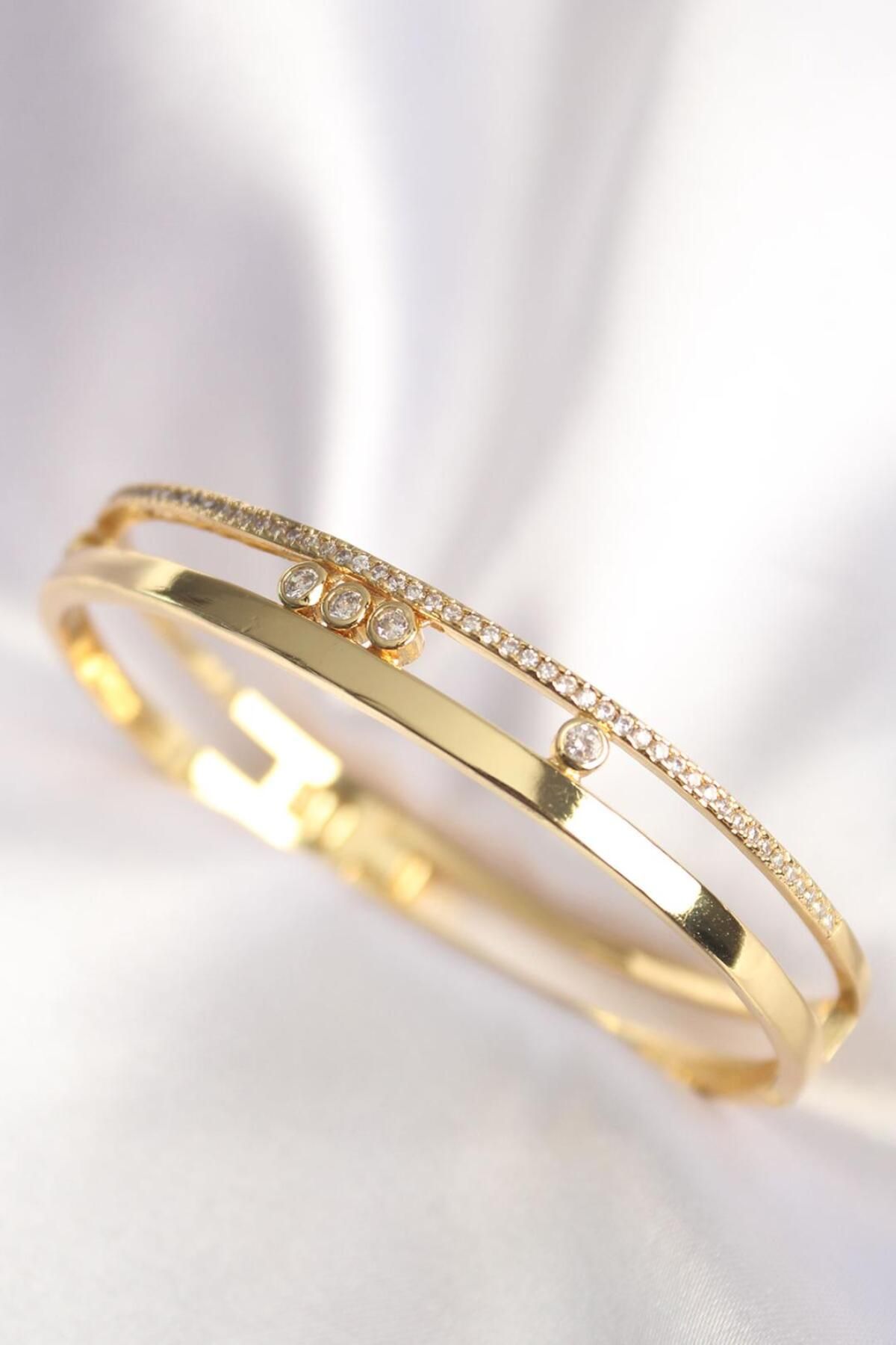 REBORN DESIGN Gold Renk Messika Model Pirinç Kadın Kelepçe