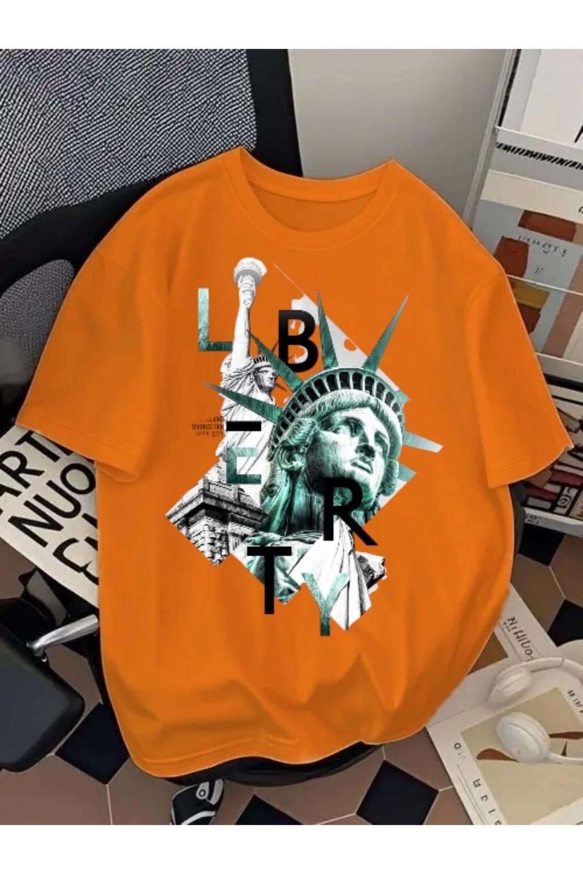 EQİ Özgürlük Heykeli Baskılı Oversize T-Shirt