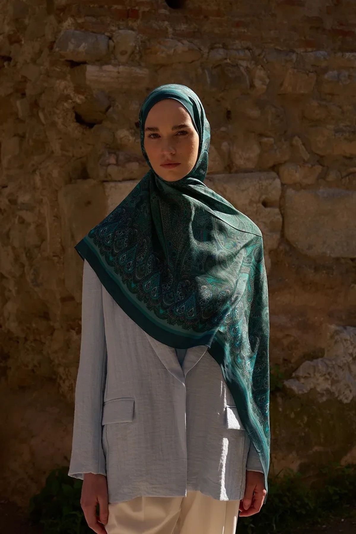 ED Scarf Petrol ED Scarf Sunrise Etnik Desen Şal