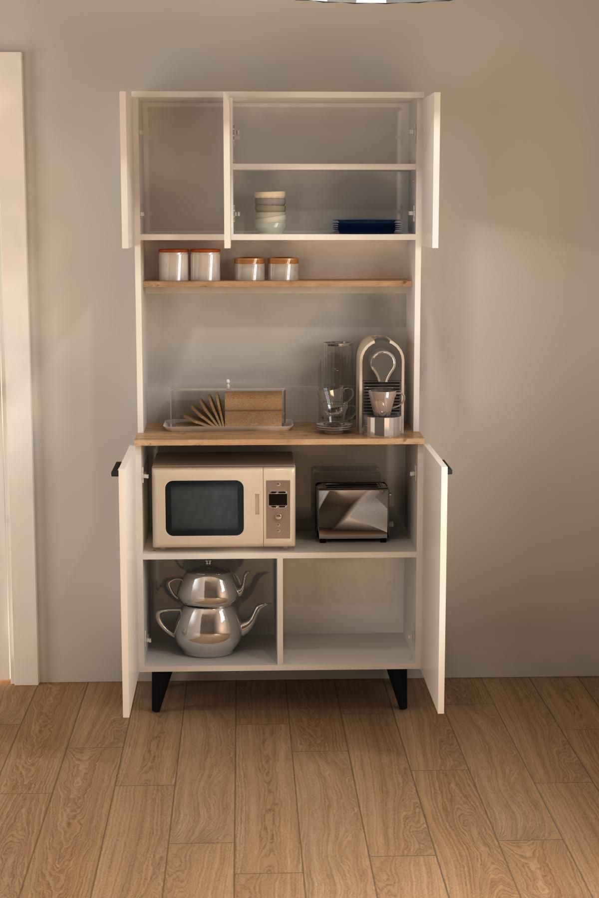 willhome Kahve Köşesi Çok Amaçlı Dolap Mutfak Dolabı 195x90x40