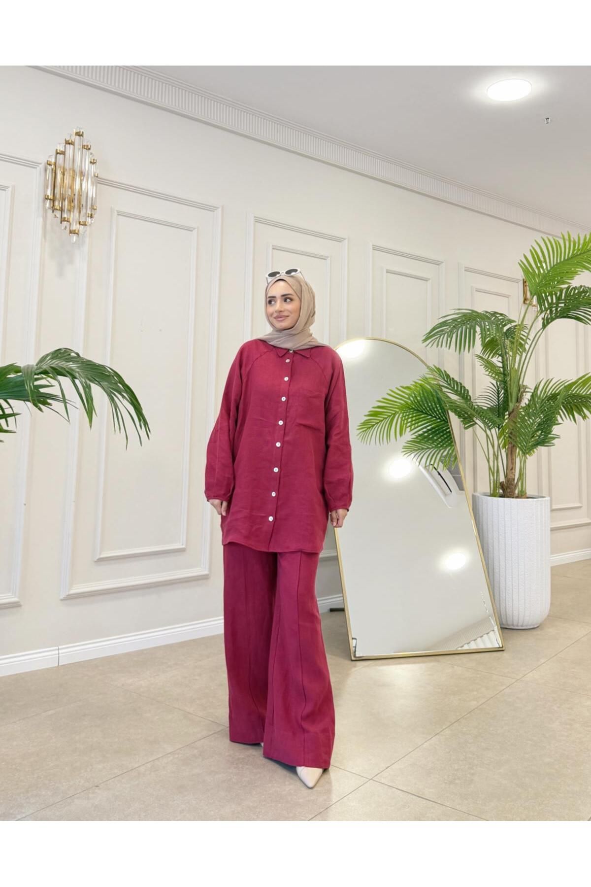 Hare Butik FARAH CEP DETAY KETEN GÖMLEK