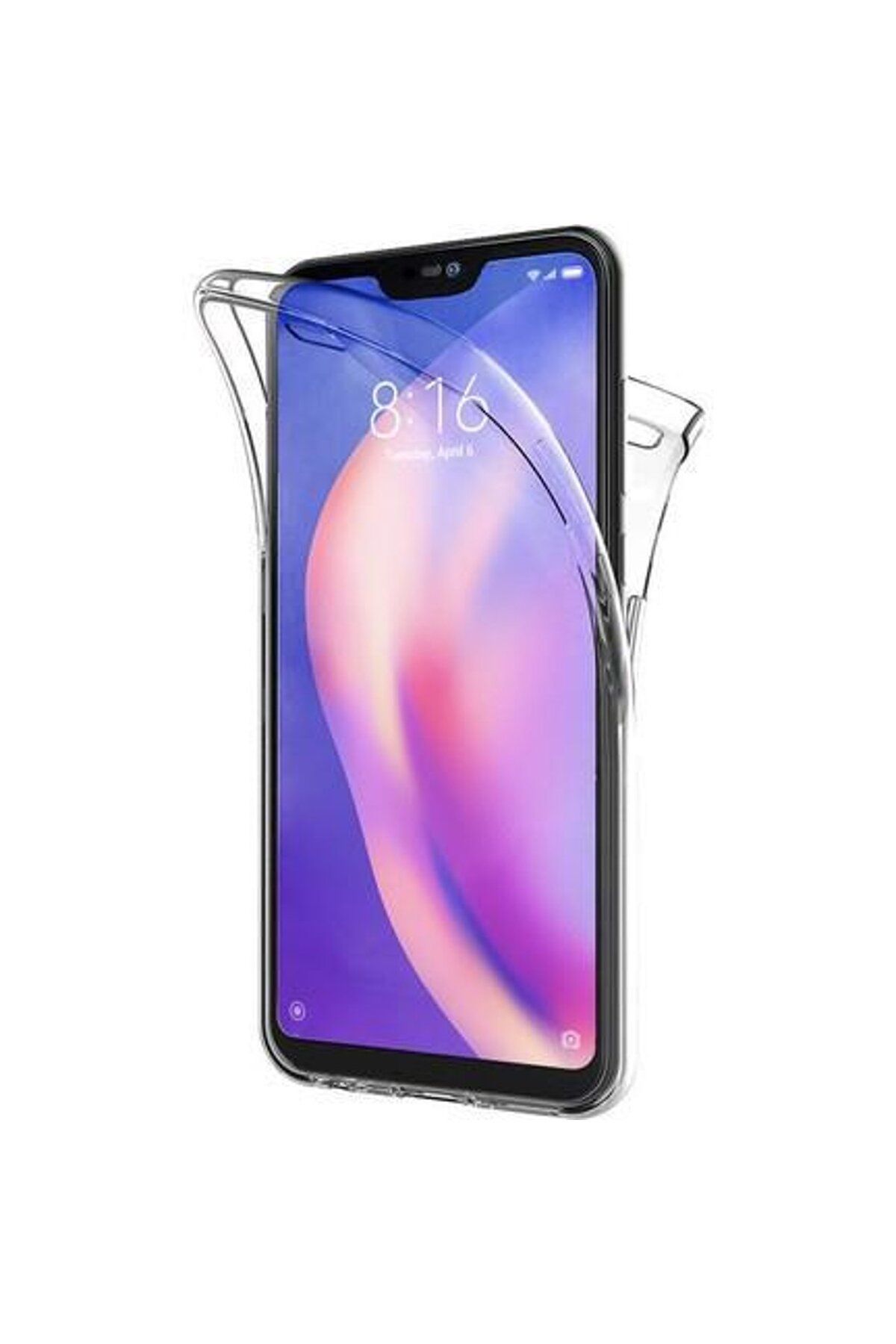 Ehr. Xiaomi Mi 8 Lite Uyumlu Ön Arka 360 Tam Koruma Şeffaf Soft Silikon Kılıf