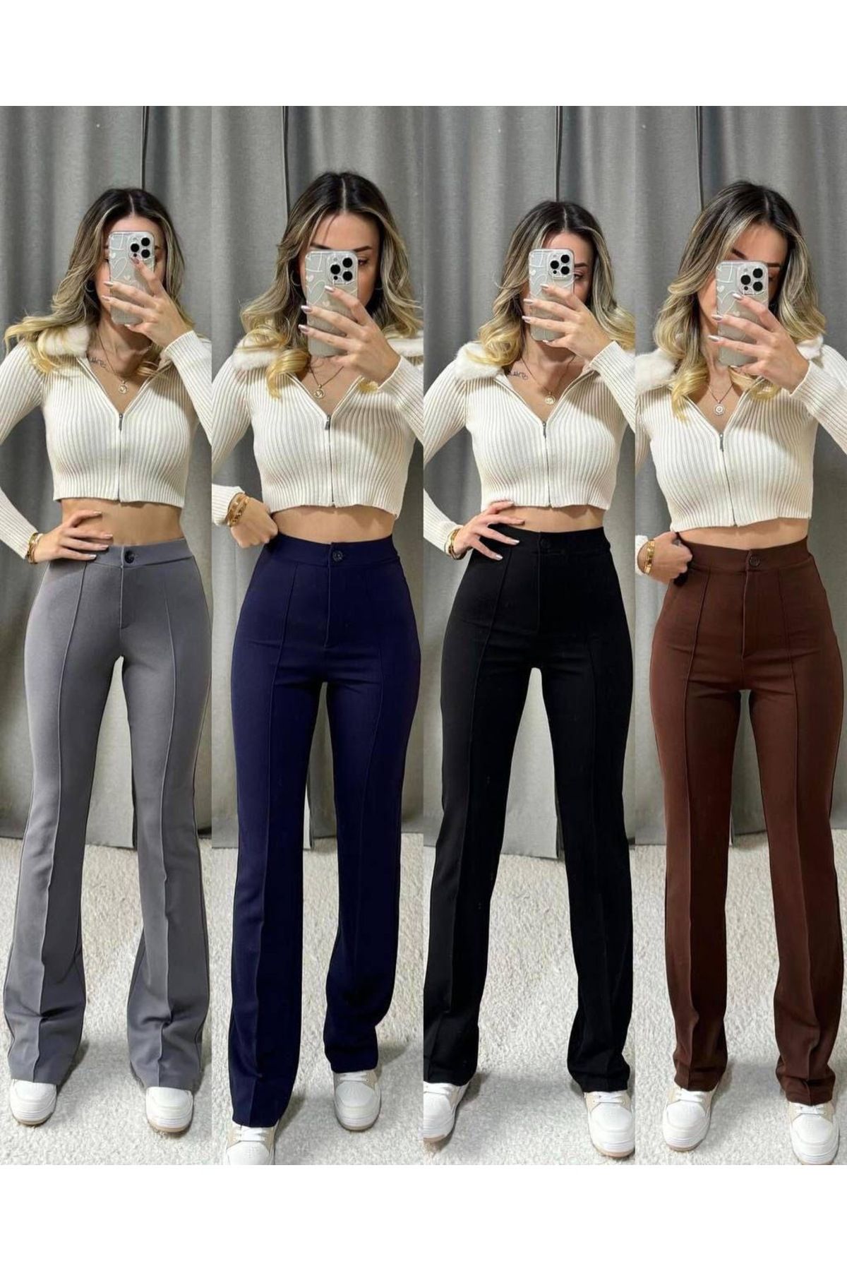 Butik Önü çimalı ispanyol paça pantolon