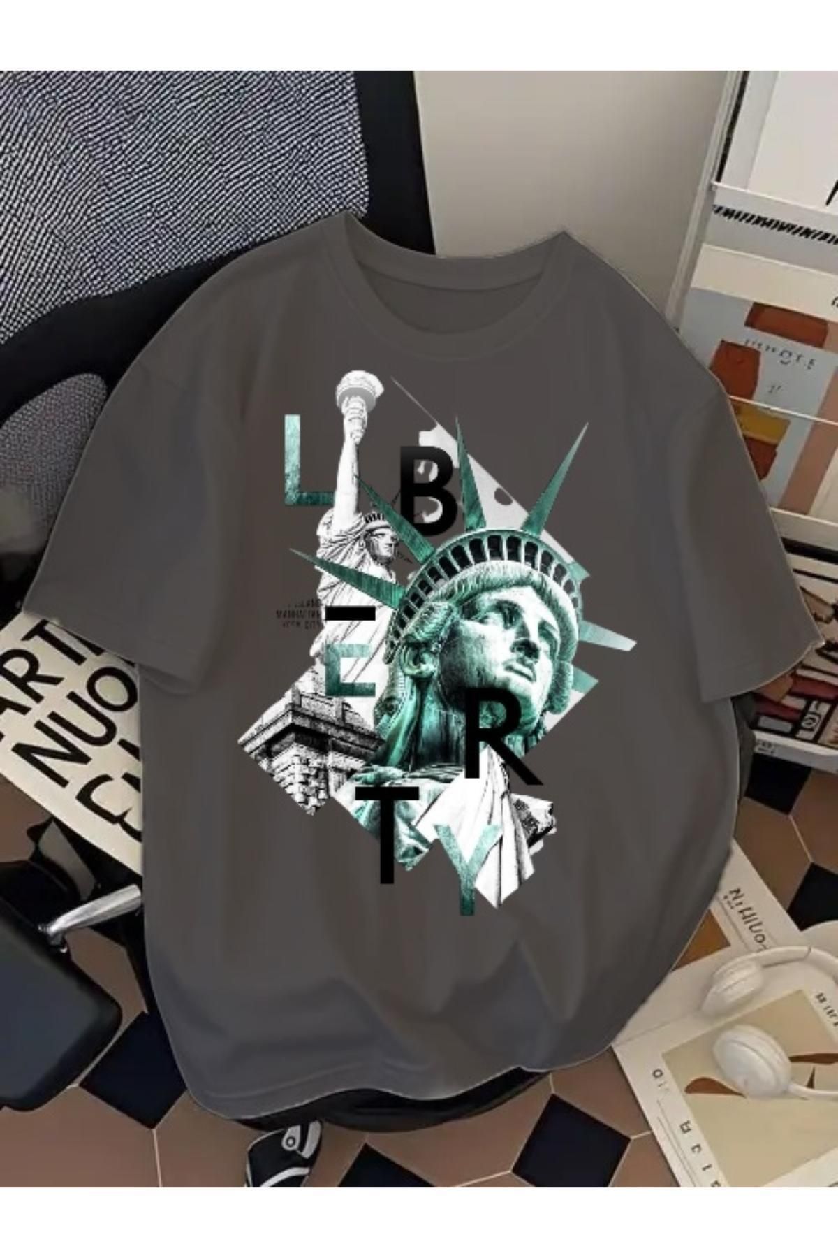EQİ Özgürlük Heykeli Baskılı Oversize T-Shirt