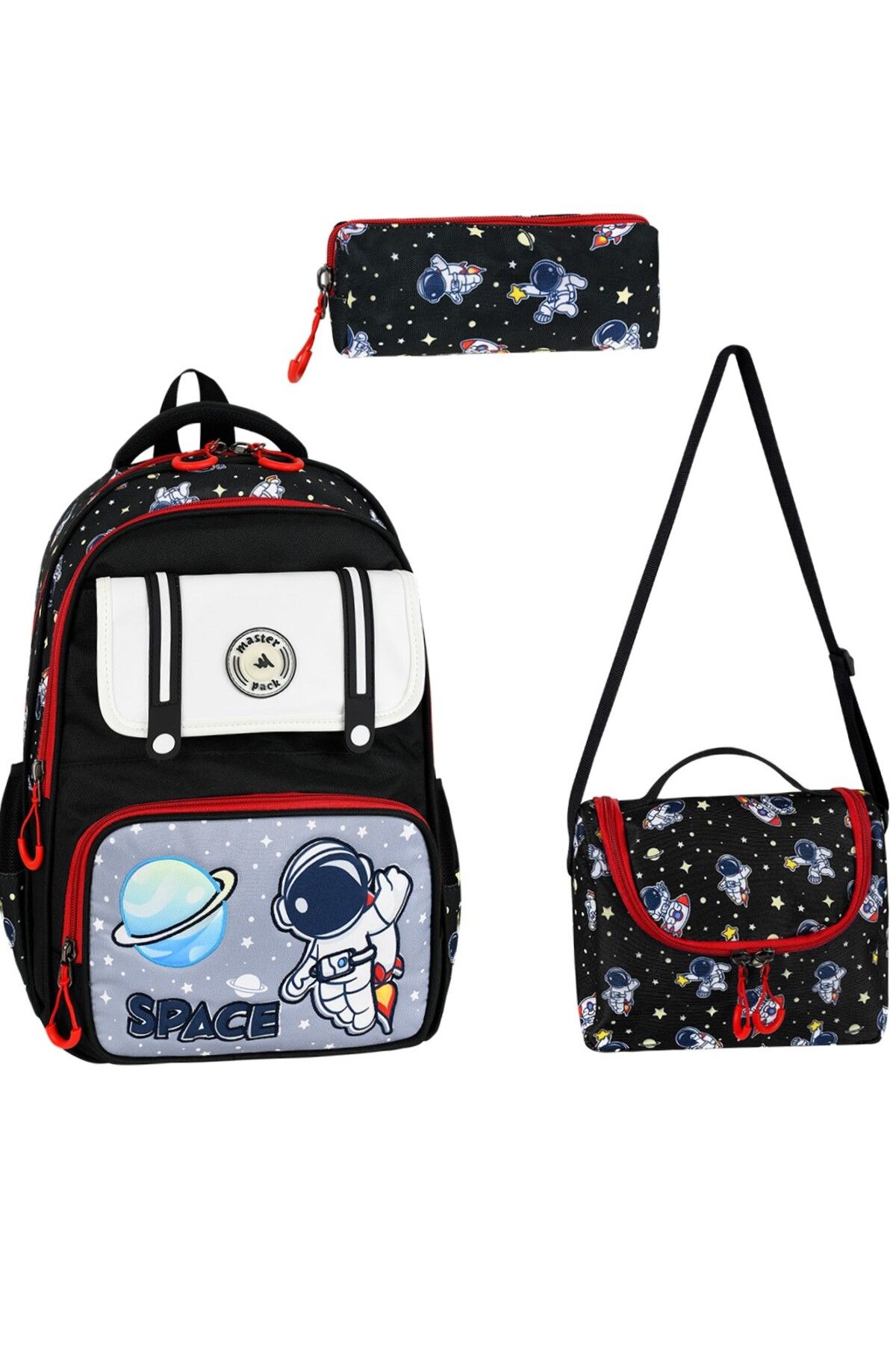 Çınka Bags Kapaklı Ortopedik Sırt Destekli Folyo Beslenmelik ve Kalemlikli İlkokul Çantası