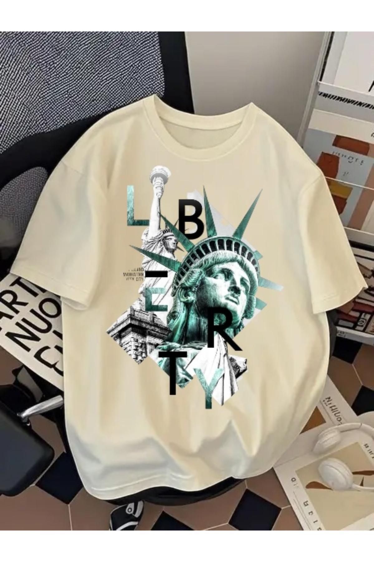 EQİ Özgürlük Heykeli Baskılı Oversize T-Shirt