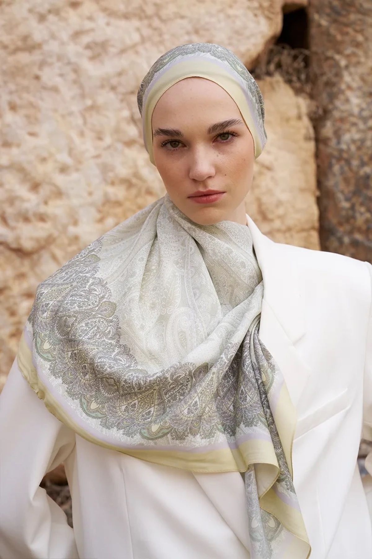 ED Scarf Sarı ED Scarf Sunrise Etnik Desen Şal
