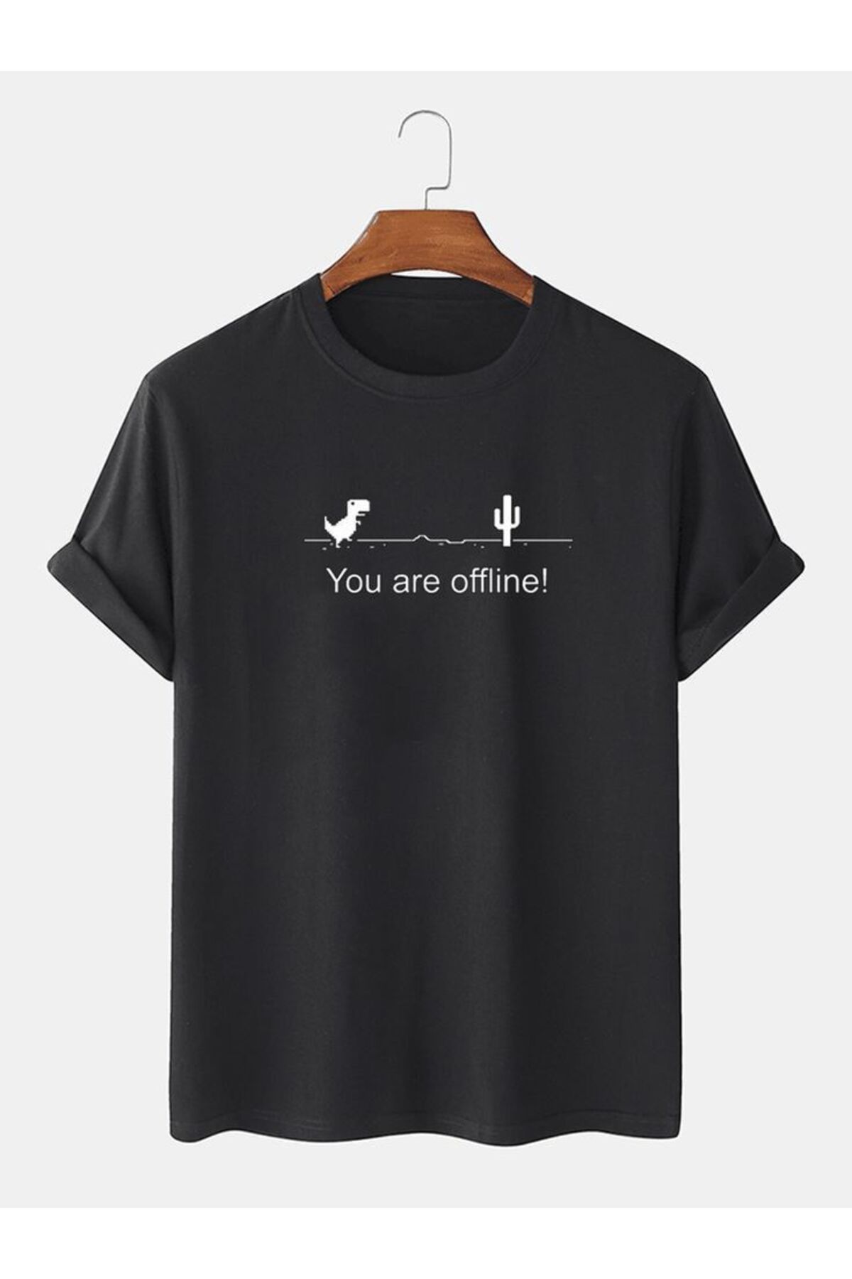 Gollinger You are offline Baskılı Yuvarlak Yaka T-shirt - SİYAH