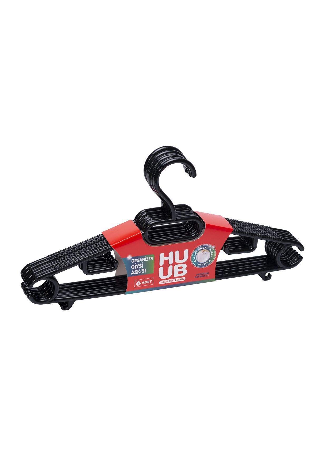 Huub Hanger Collection 12 Adet Plastik Organizer Askı, Plastik Askı, Elbise Askısı, Kıyafet Askısı, Kancalı Askı