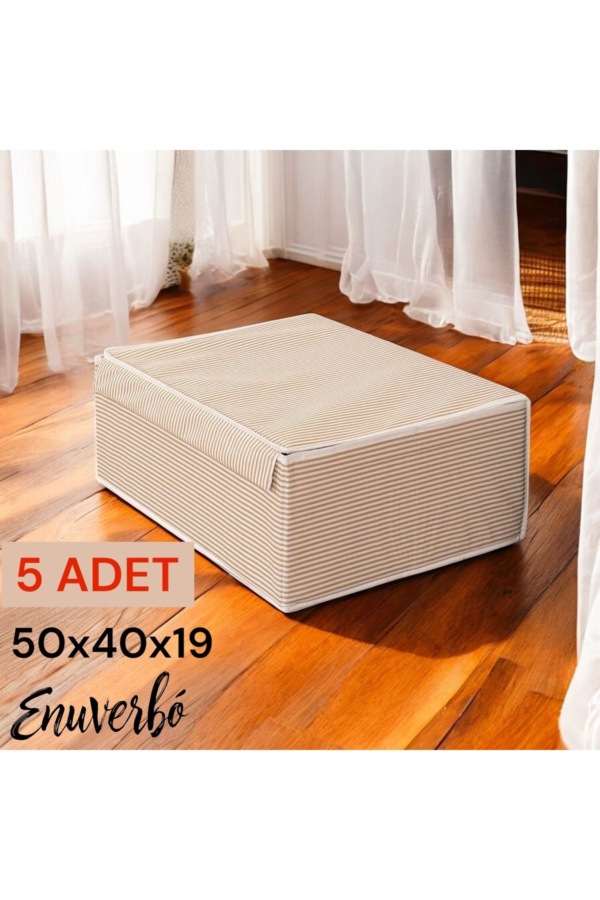 Enuverbi 5 Adet Kutu Hurç Baza Ve Yatak Altı Uyumlu Giysi Yastık Hurcu Düzenleyici Saklama Kutusu 50x40x19